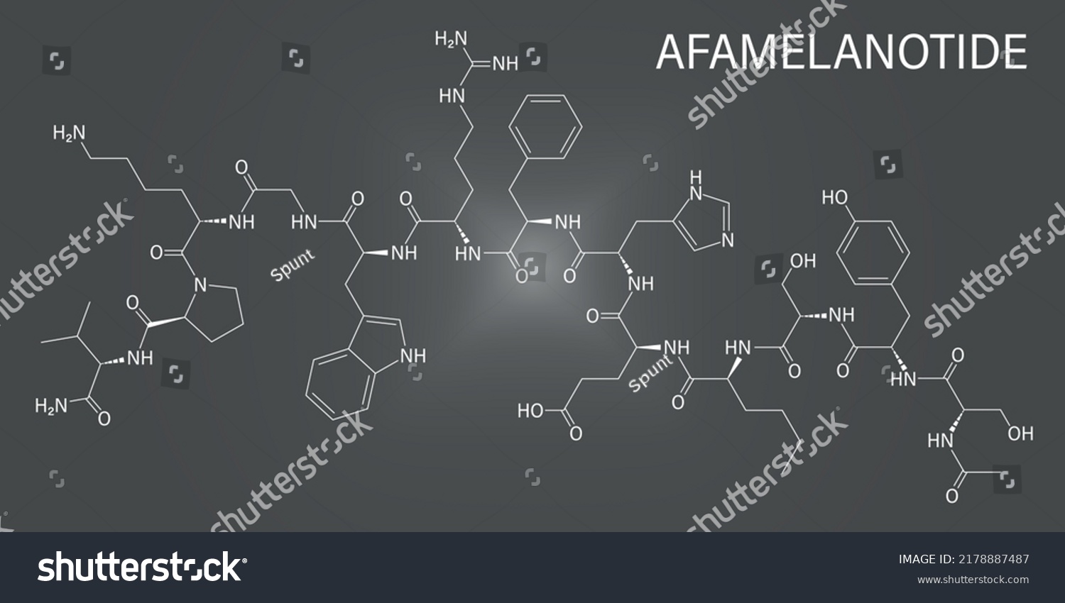 SVG of Skeletal formula of Afamelanotide or melanotan-1 photoprotective drug molecule. svg