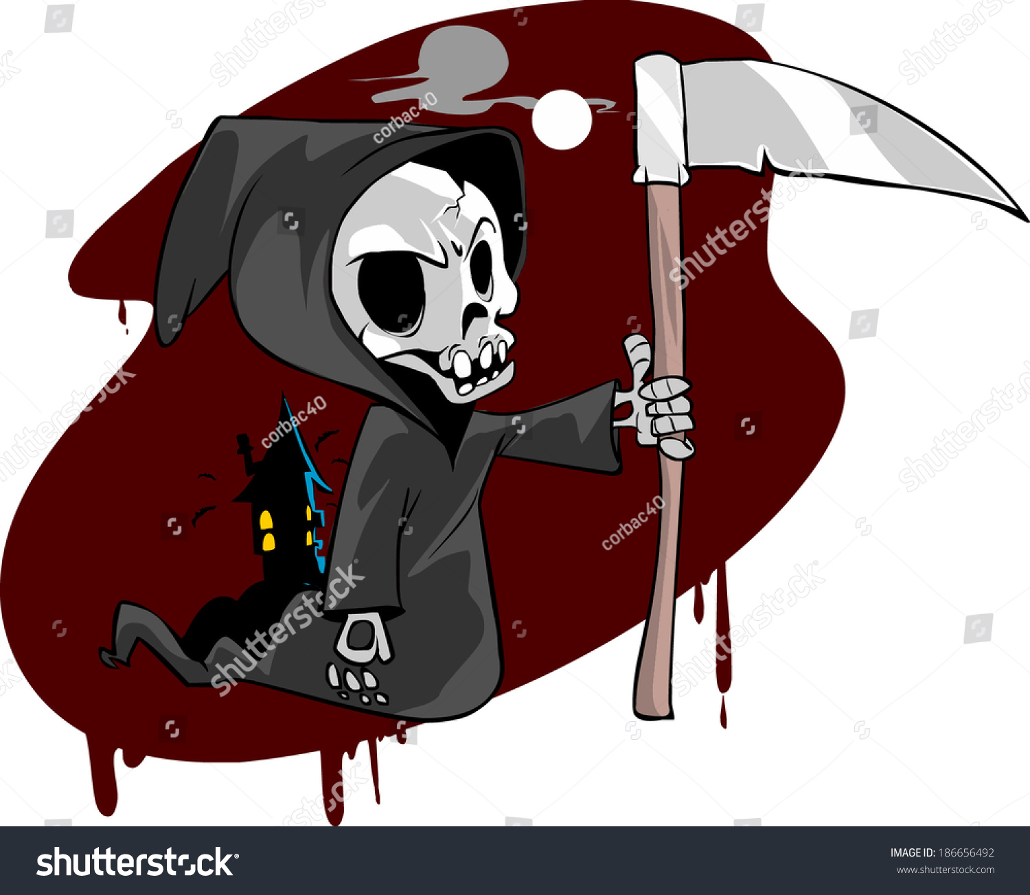 Skeletal Grim Reaper Stock Vector (Royalty Free) 186656492