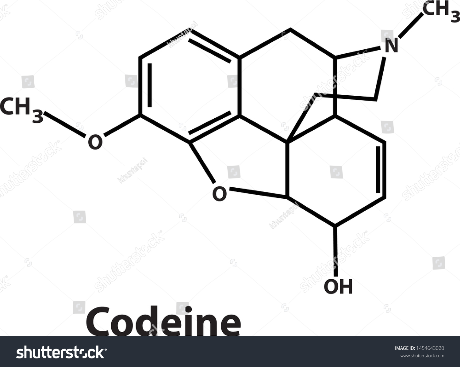 SVG of Skeleton chemical structure of Codeine svg