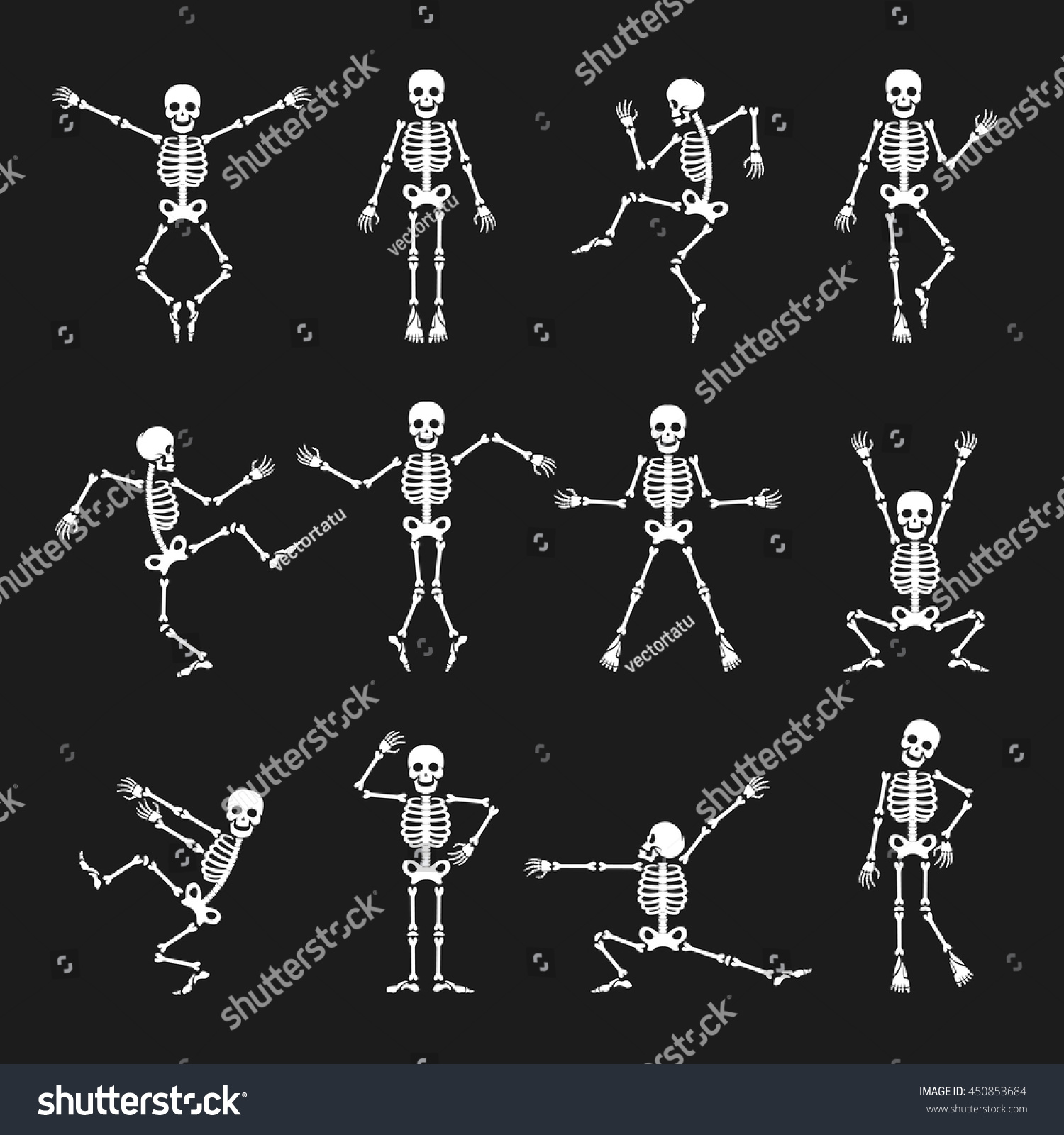 Skeleton Dance Funny Dancing Skeleton Vector Stock Vector