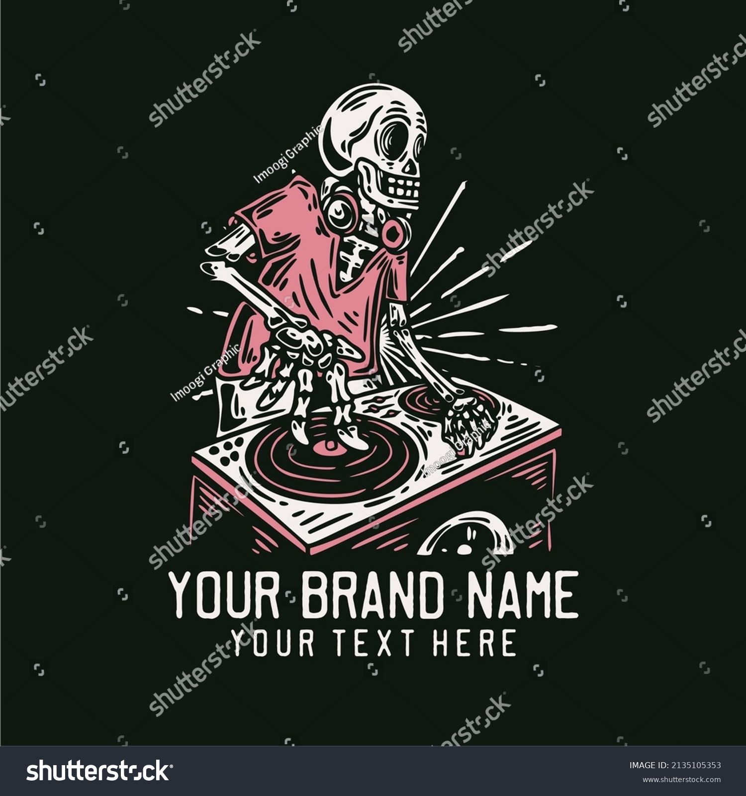 Skeleton Dj Vintage T Shirt Design Stock Vector (Royalty Free ...