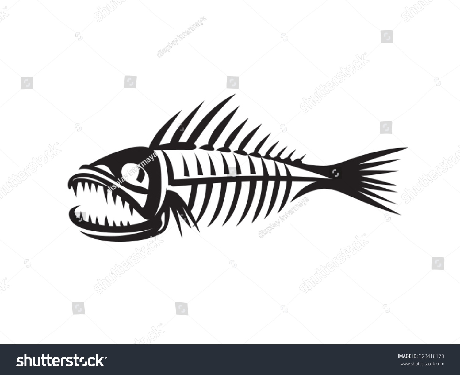 Skeleton Fish Stock Vector (Royalty Free) 323418170 | Shutterstock