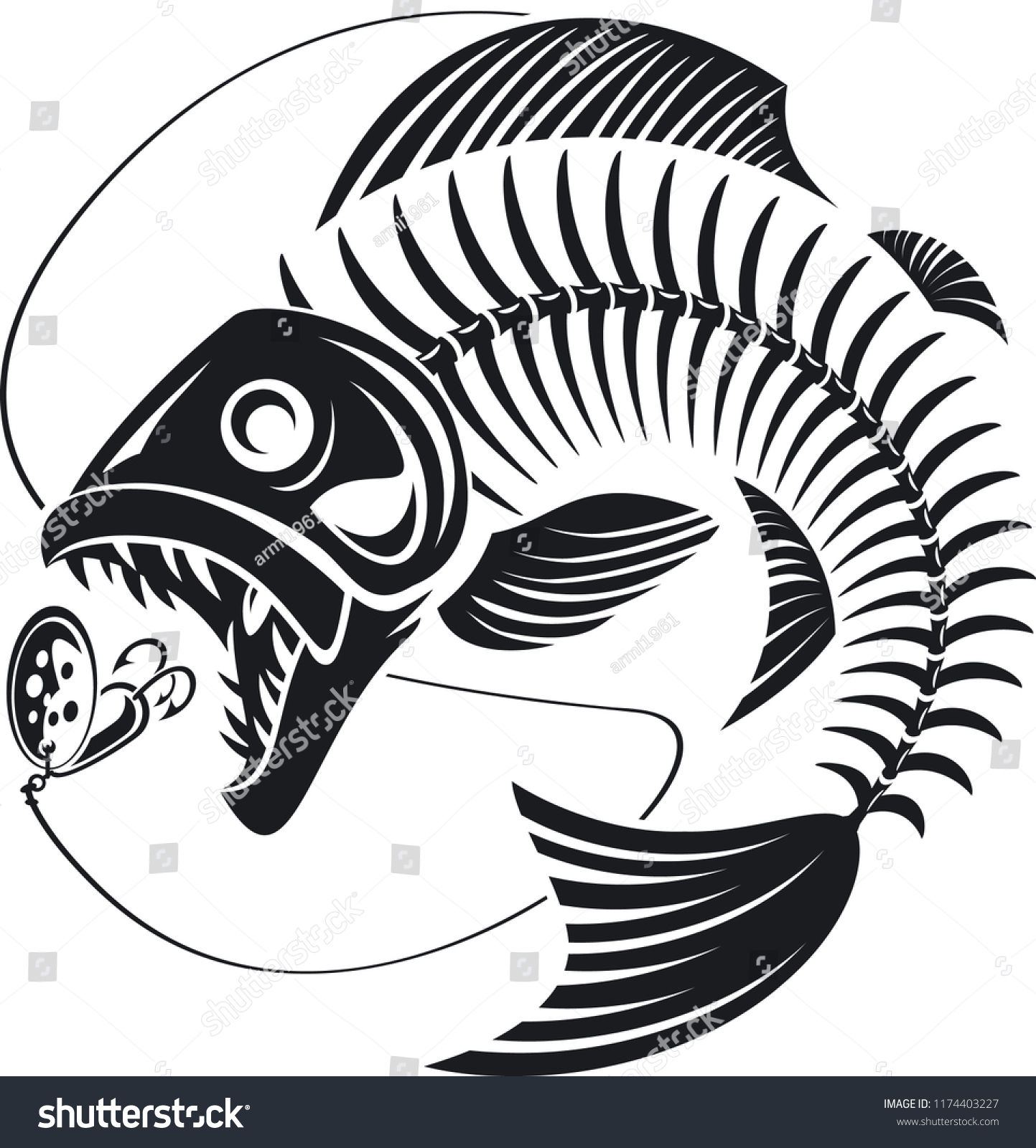 SVG of skeleton fish attack fishing lure svg