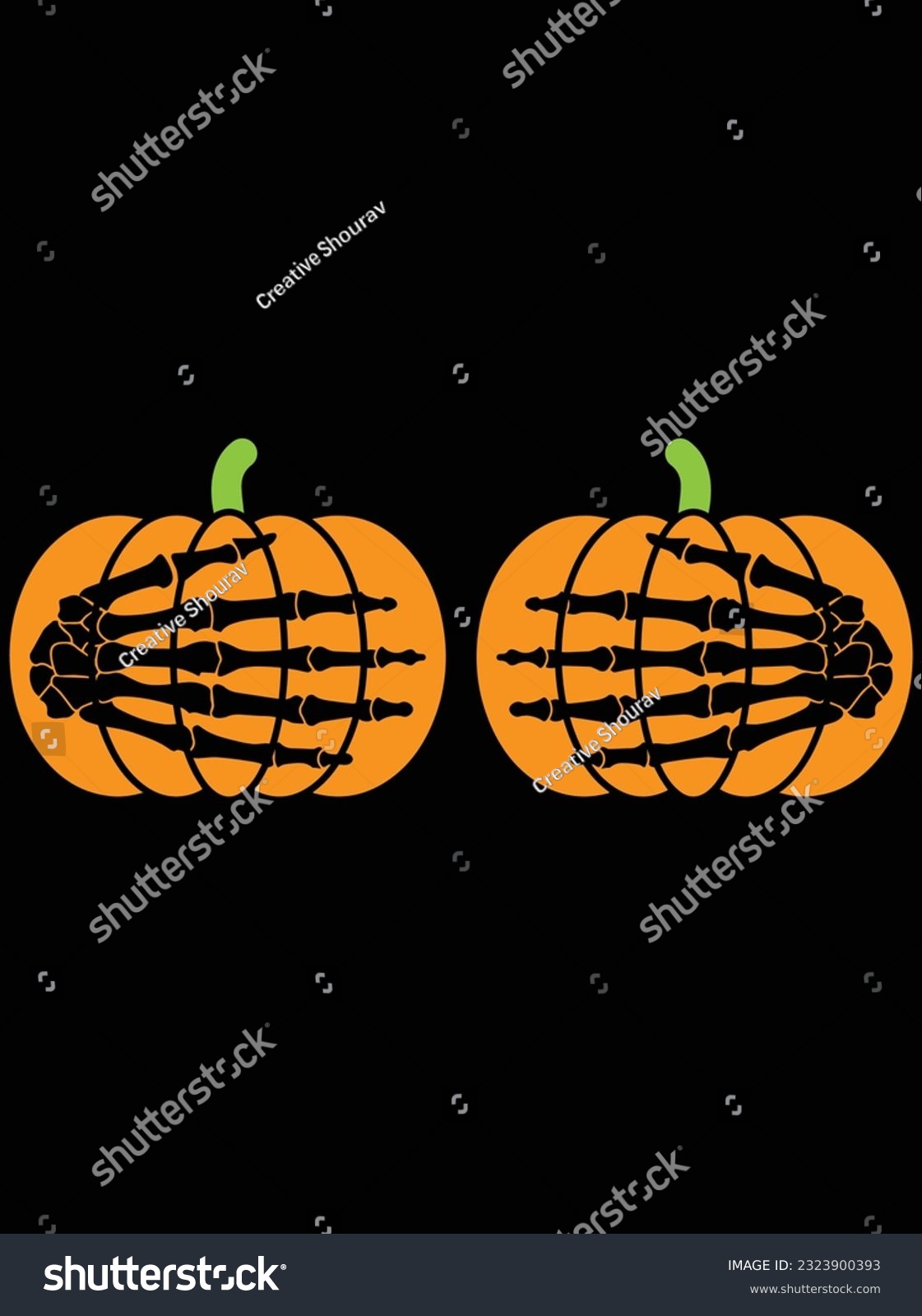 SVG of Skeleton Hands Holding Pumpkins vector art design, eps file. design file for t-shirt. SVG, EPS cuttable design file svg