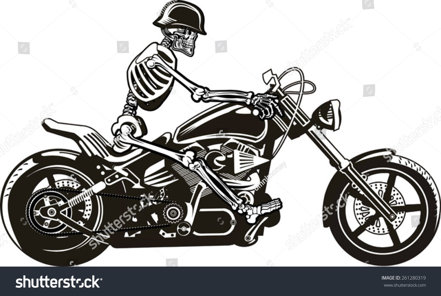 Download Skeleton On Motorbike Stock Vector 261280319 - Shutterstock