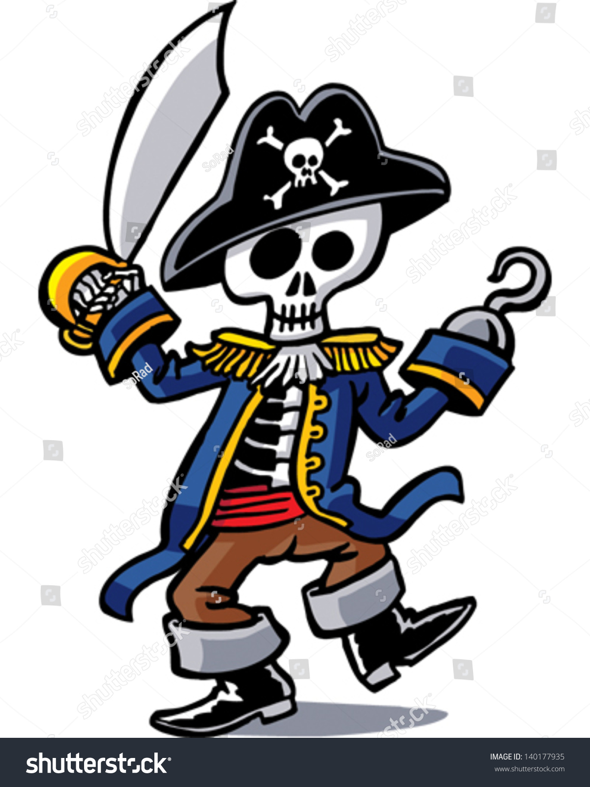 Skeleton Pirate Stock Vector 140177935 - Shutterstock