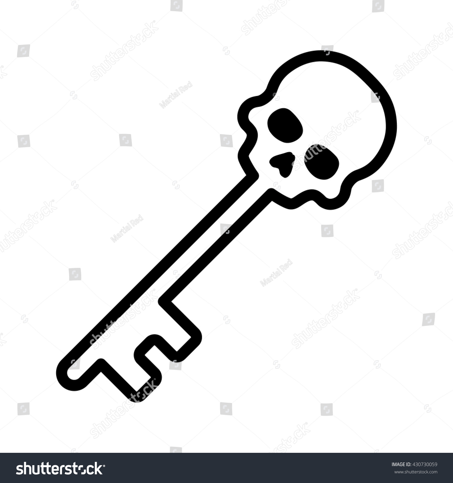 Skeleton Skull Key Line Art Vector Stock Vector (Royalty Free