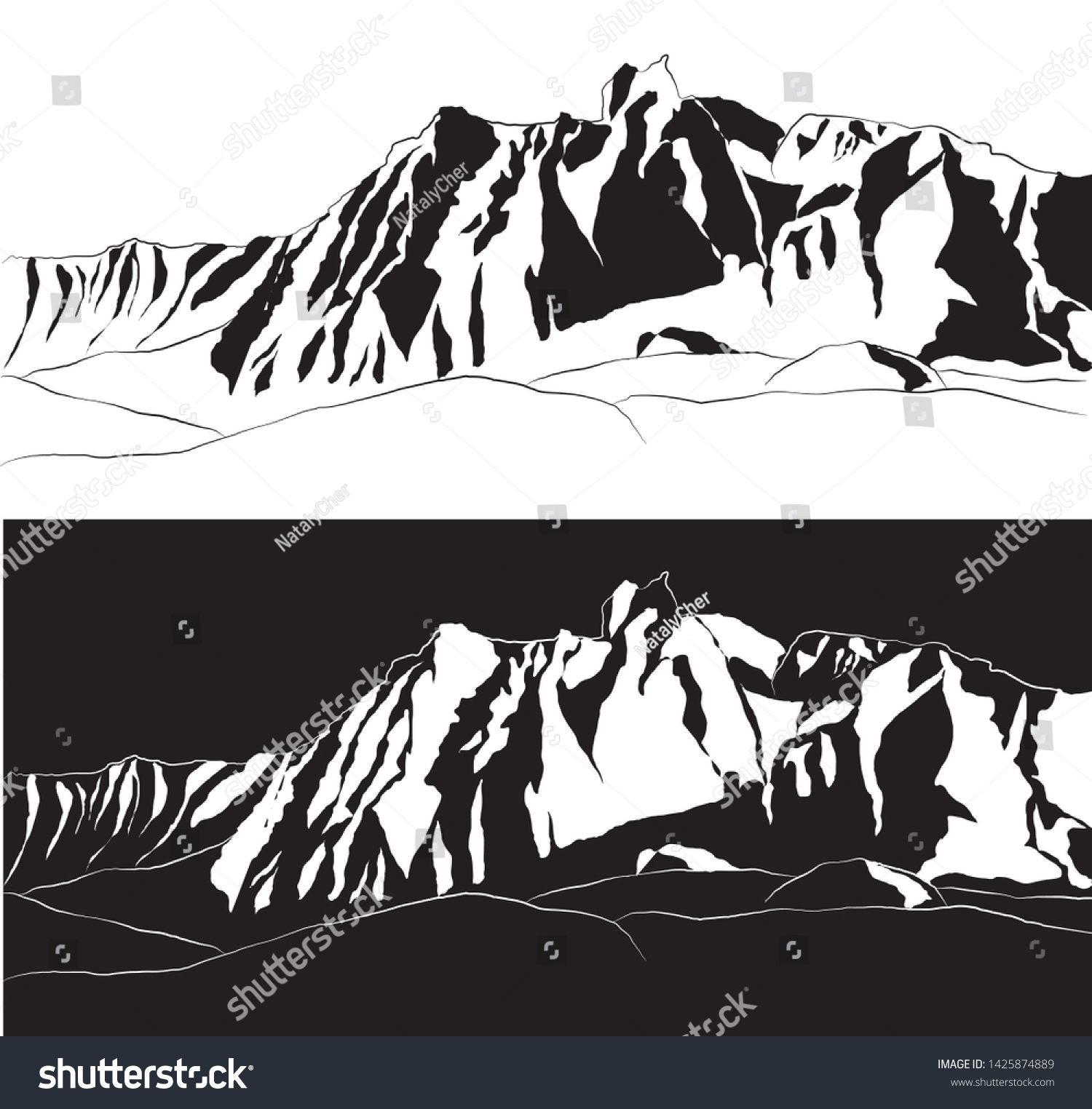 Sketch Ai Petri Mountain Crimea Silhouette Stock Vector Royalty Free