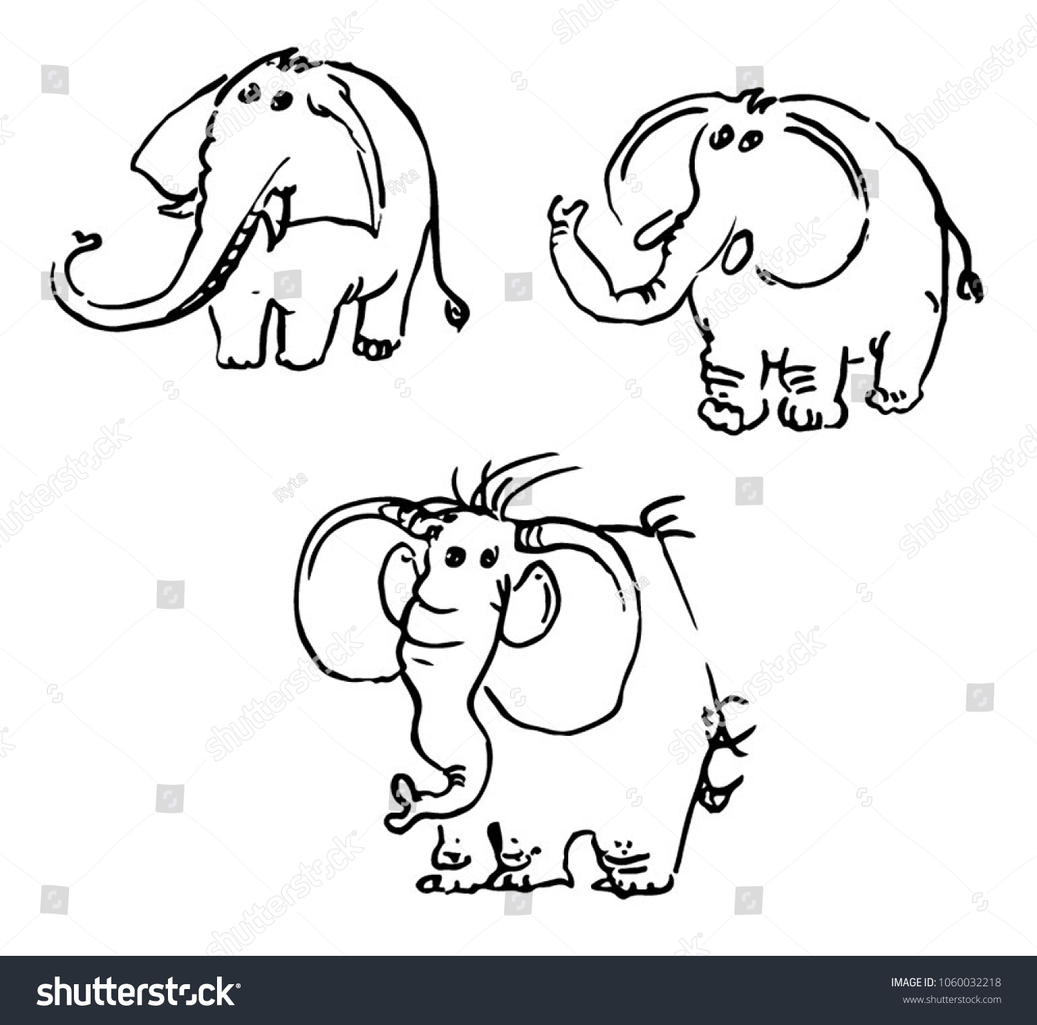 SVG of sketch cartoon three little elephants svg