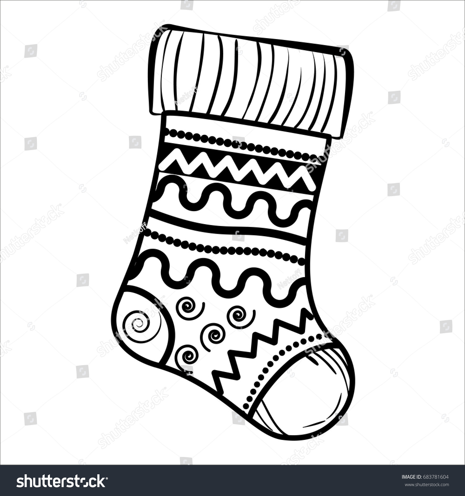 Sketch Christmas Sock Stock Vector (Royalty Free) 683781604 | Shutterstock