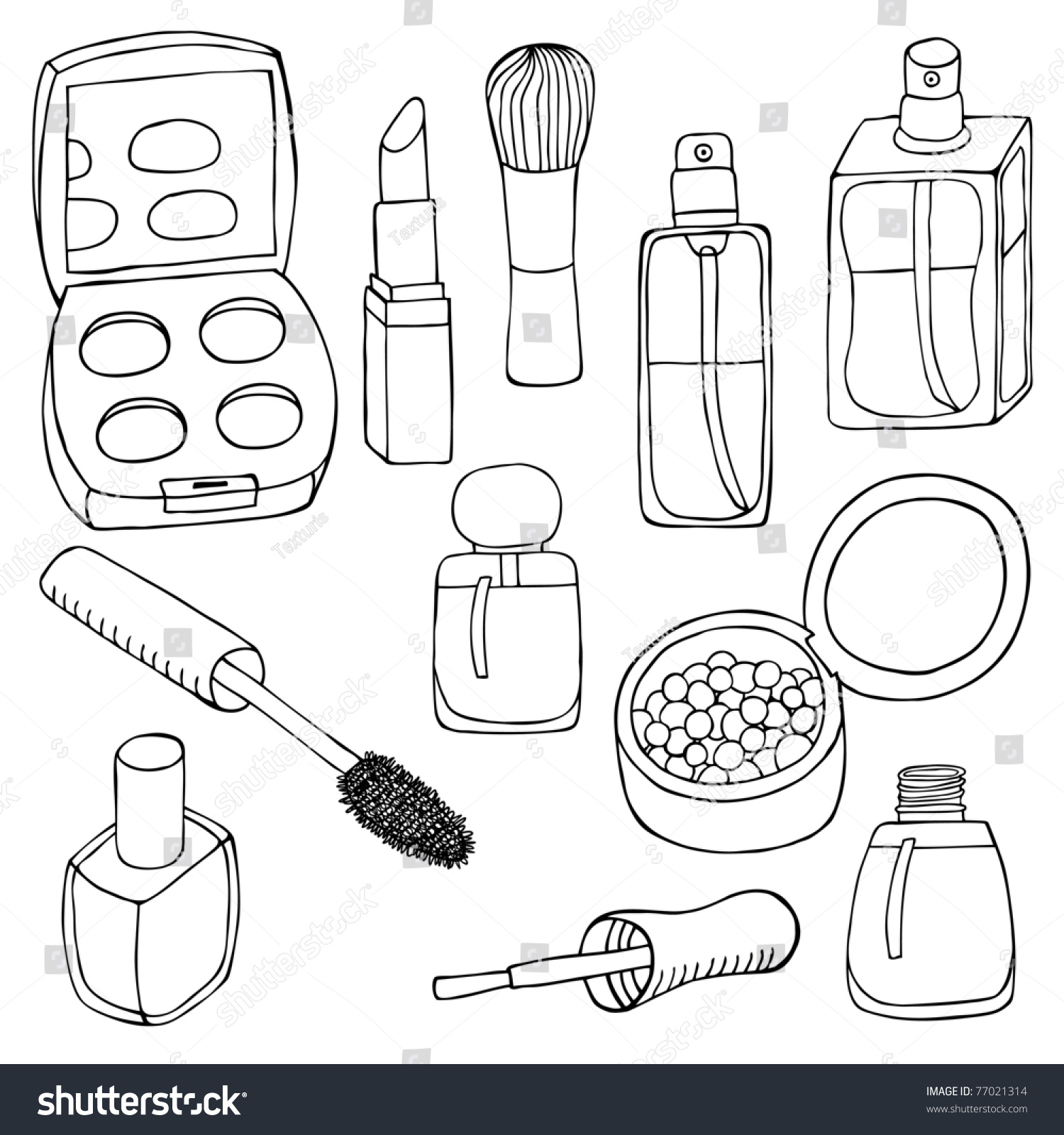 Sketch Cosmetic Set Stock Vector 77021314 - Shutterstock