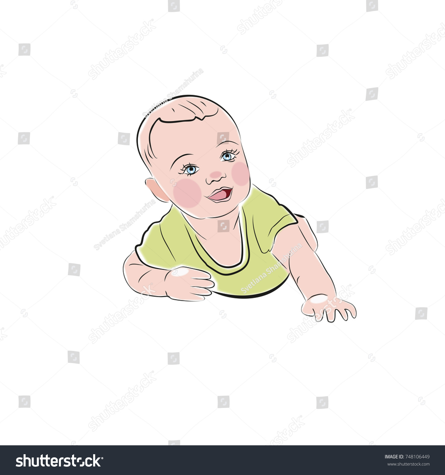 Sketch Crawling Baby Stock Vector (Royalty Free) 748106449