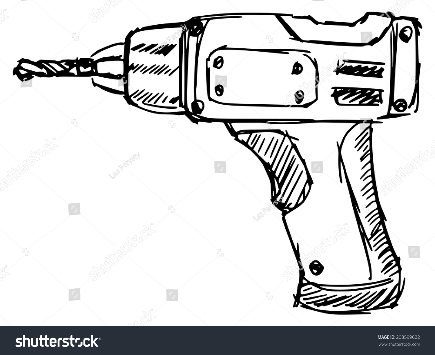 Sketch, Doodle, Hand Drawn Illustration Of Drill - 208599622 : Shutterstock