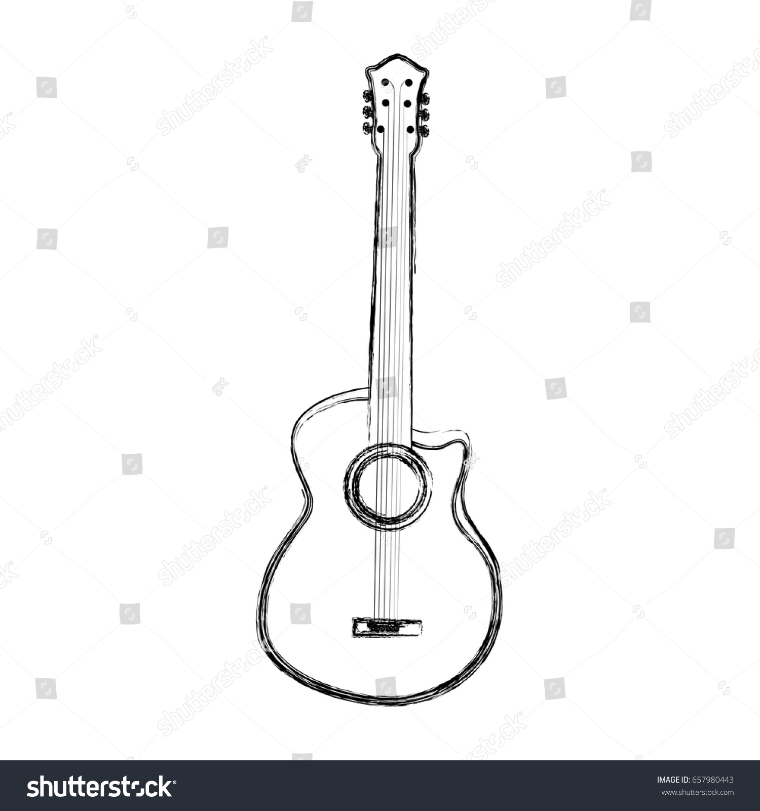 Sketch Draw Guitar Cartoon Stock Vector Royalty Free 657980443 3645