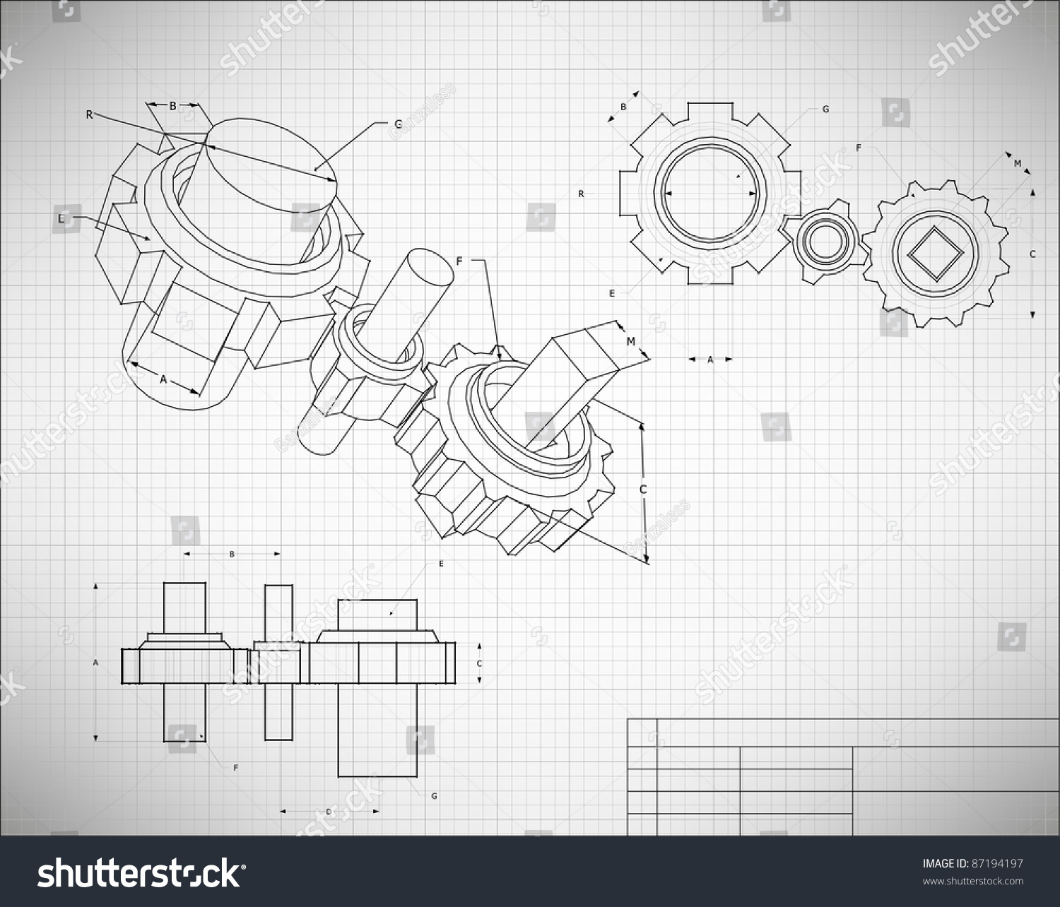 Technical drawing cogs Images, Stock Photos & Vectors | Shutterstock