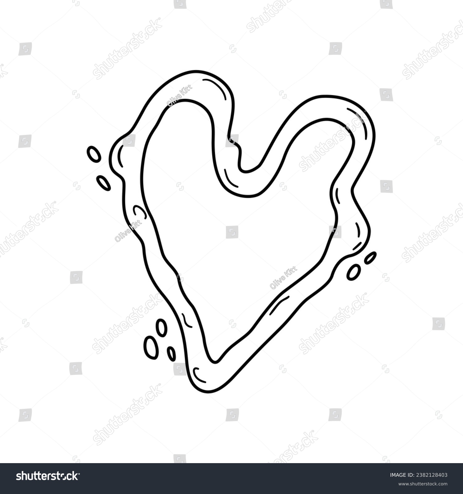 SVG of Sketch drawing of distorted heart. Outline liquid heart icon. Abstract love symbol with bubbles. Hand drawn vector illustration. svg
