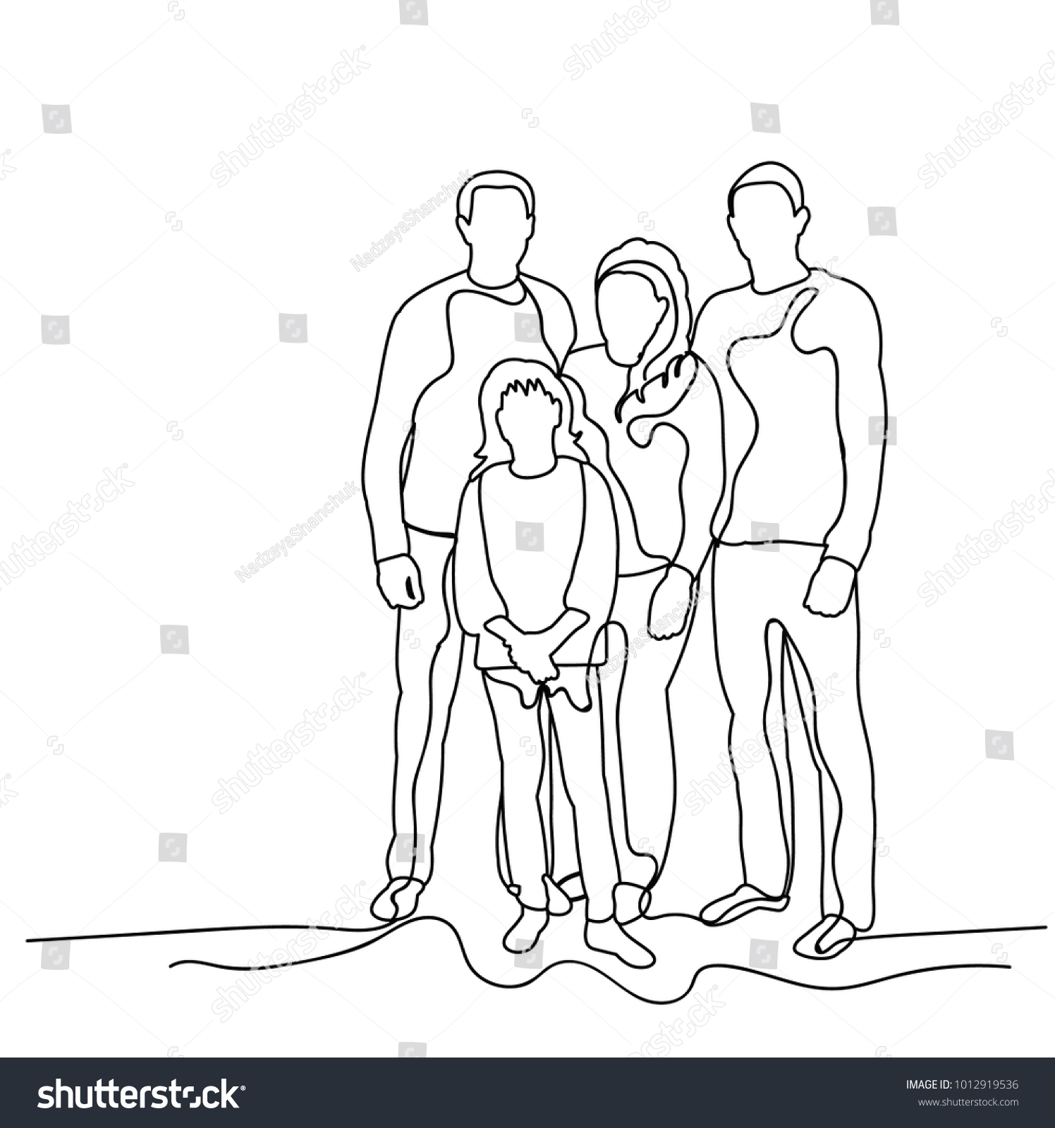 Sketch Family On White Background Isolated Stock Vector (Royalty Free ...