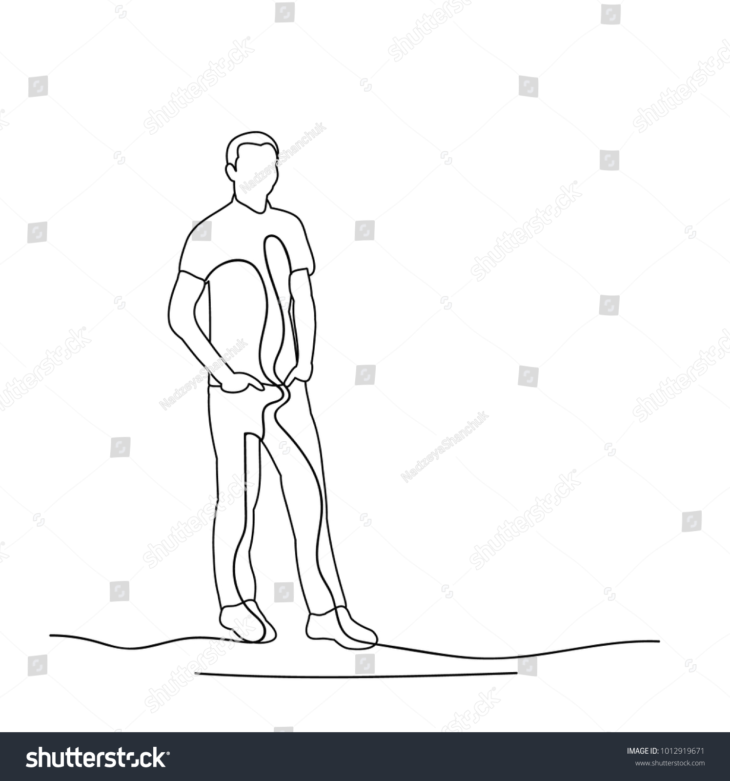 Sketch Guy On White Background Isolated Stock Vector (Royalty Free ...