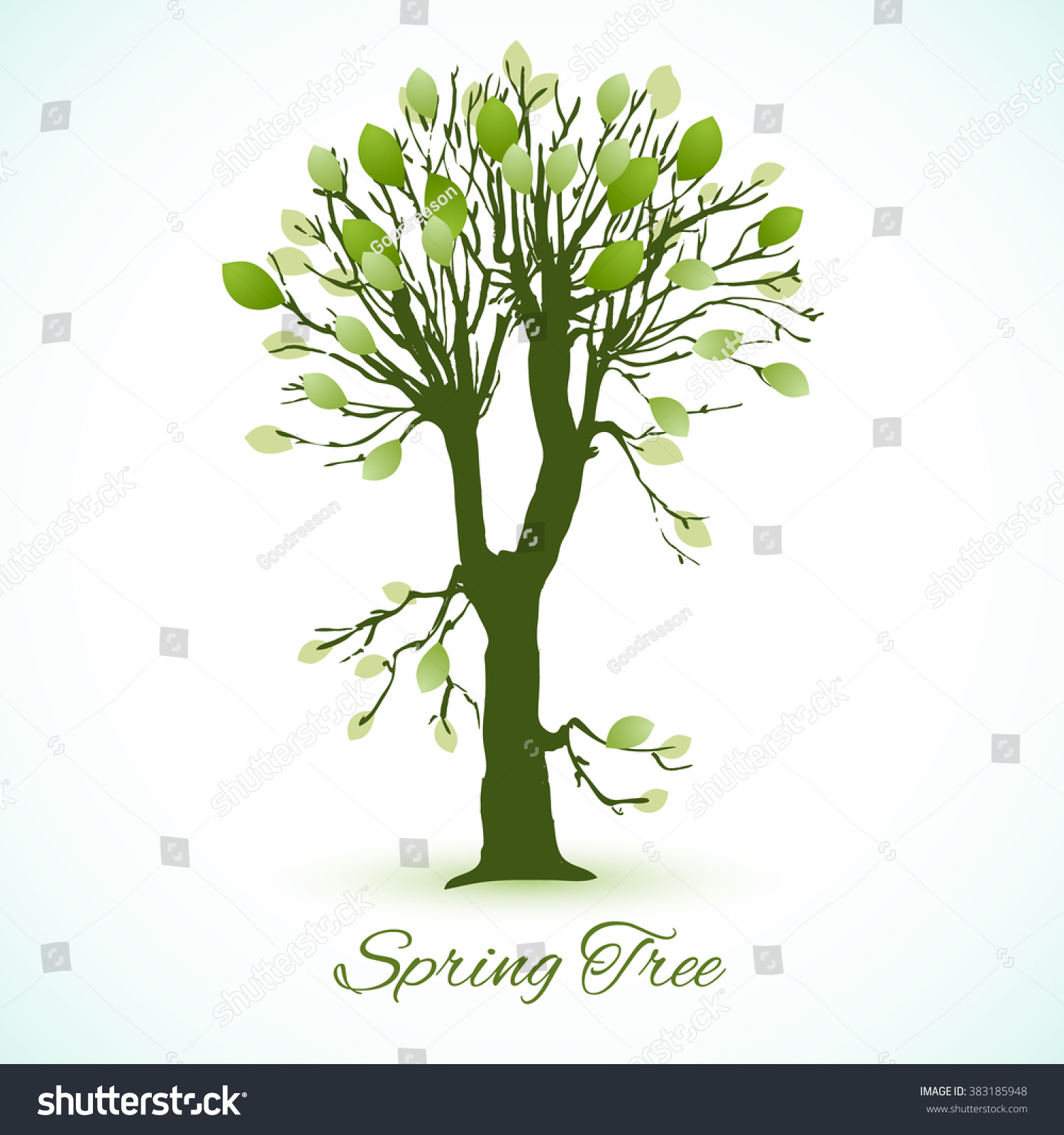 Sketch Hand Drawn Tree. Seasonal Background. Stock Vector Illustration