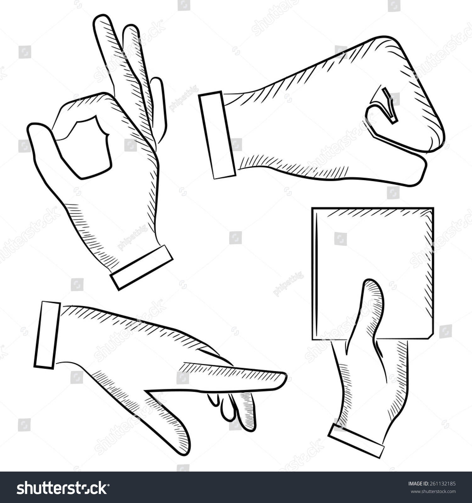 Sketch Hand Gestures Stock Vector (Royalty Free) 261132185