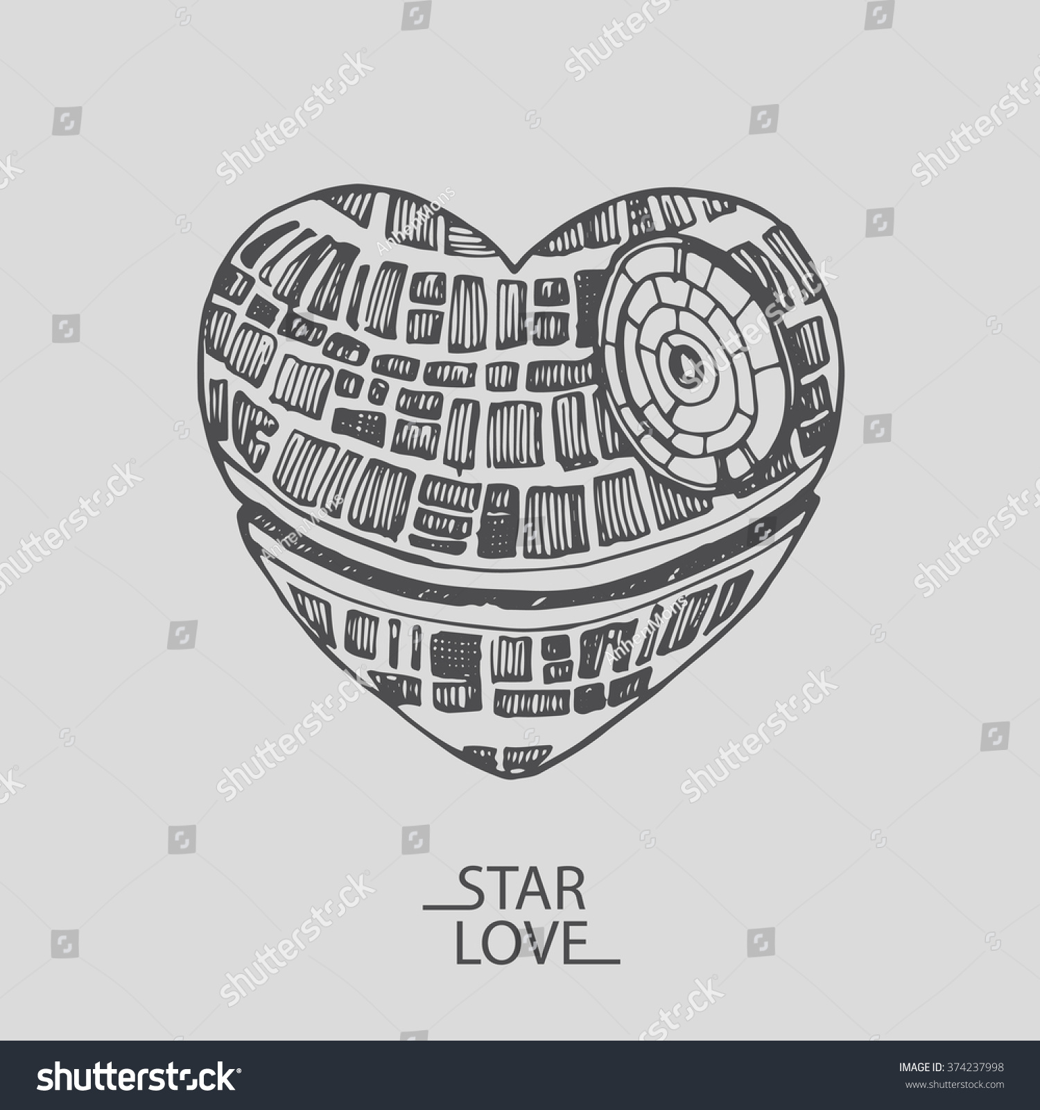 Sketch Illustration Love Heart Star Wars Stock Vector 374237998 - Shutterstock