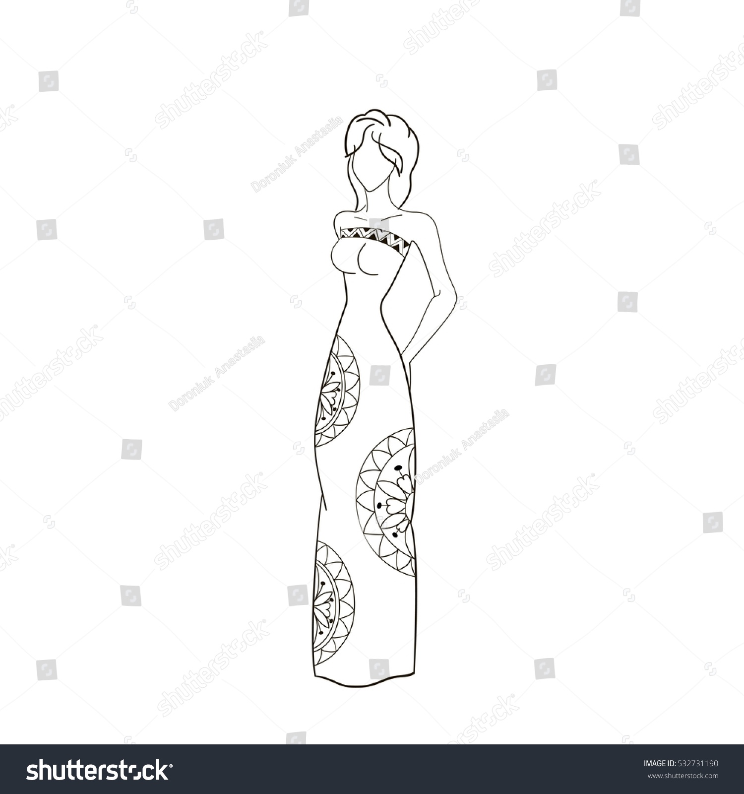 Sketch Model Designer Dress Stock Vector 532731190 - Shutterstock