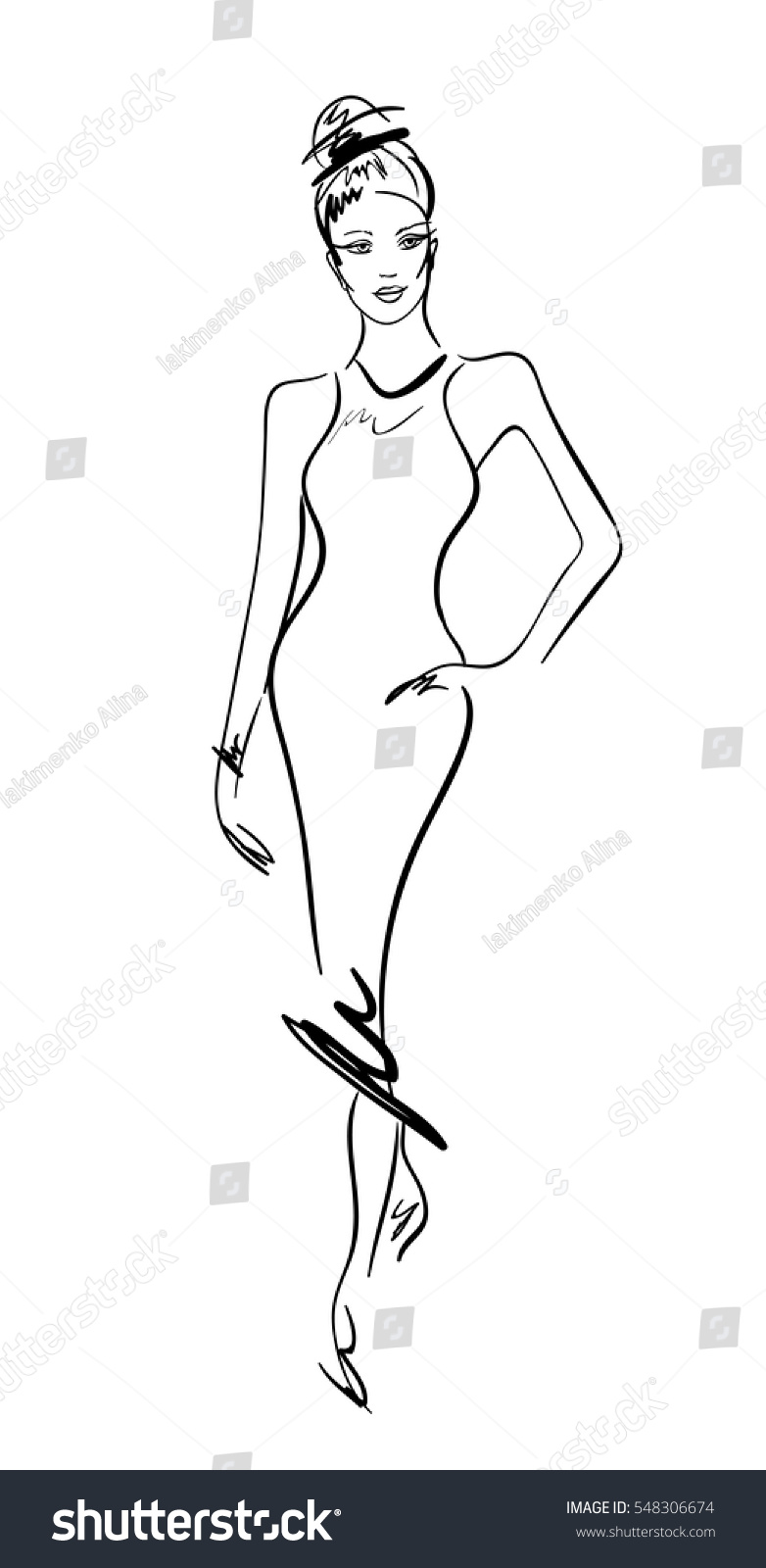 Sketch Girl Fashion Vector Stock Vector (Royalty Free) 548306674