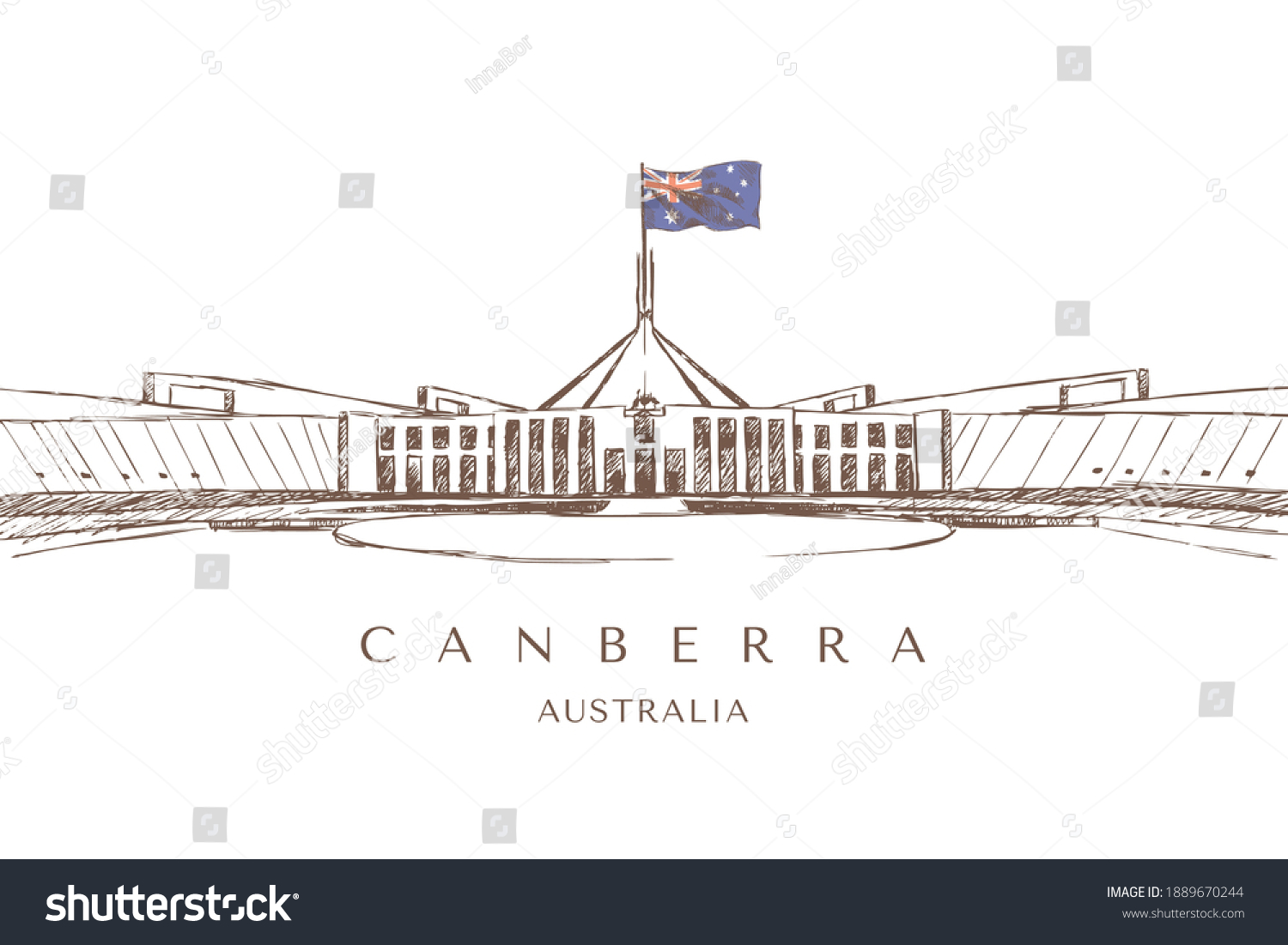 SVG of Sketch of a Parliament House in Canberra, Australia, hand-drawn. svg