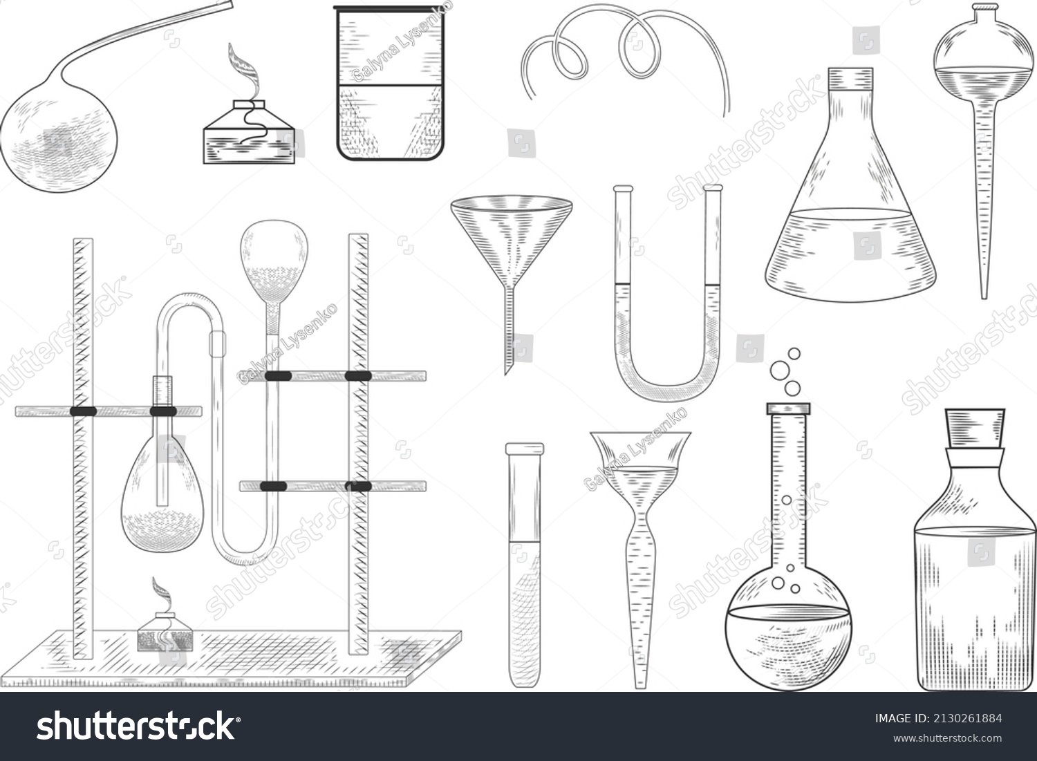 Sketch Physics Chemical Laboratory Experiment Equipment Stock Vector ...