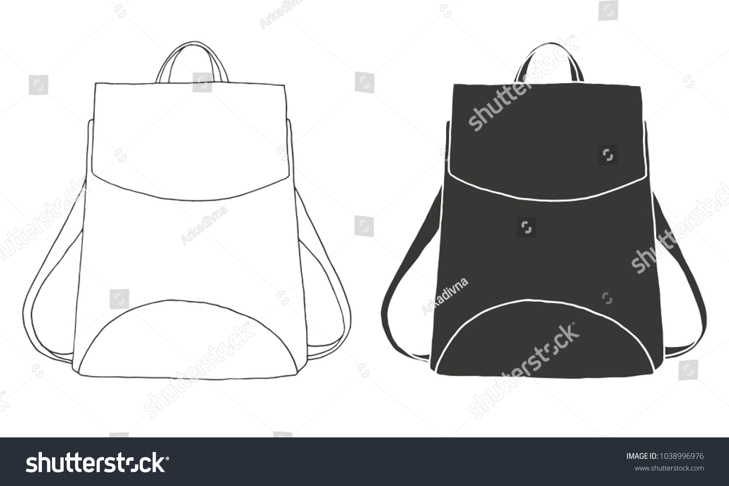 Sketch Rucksack Backpack Isolated On White Stock Vector (Royalty Free ...