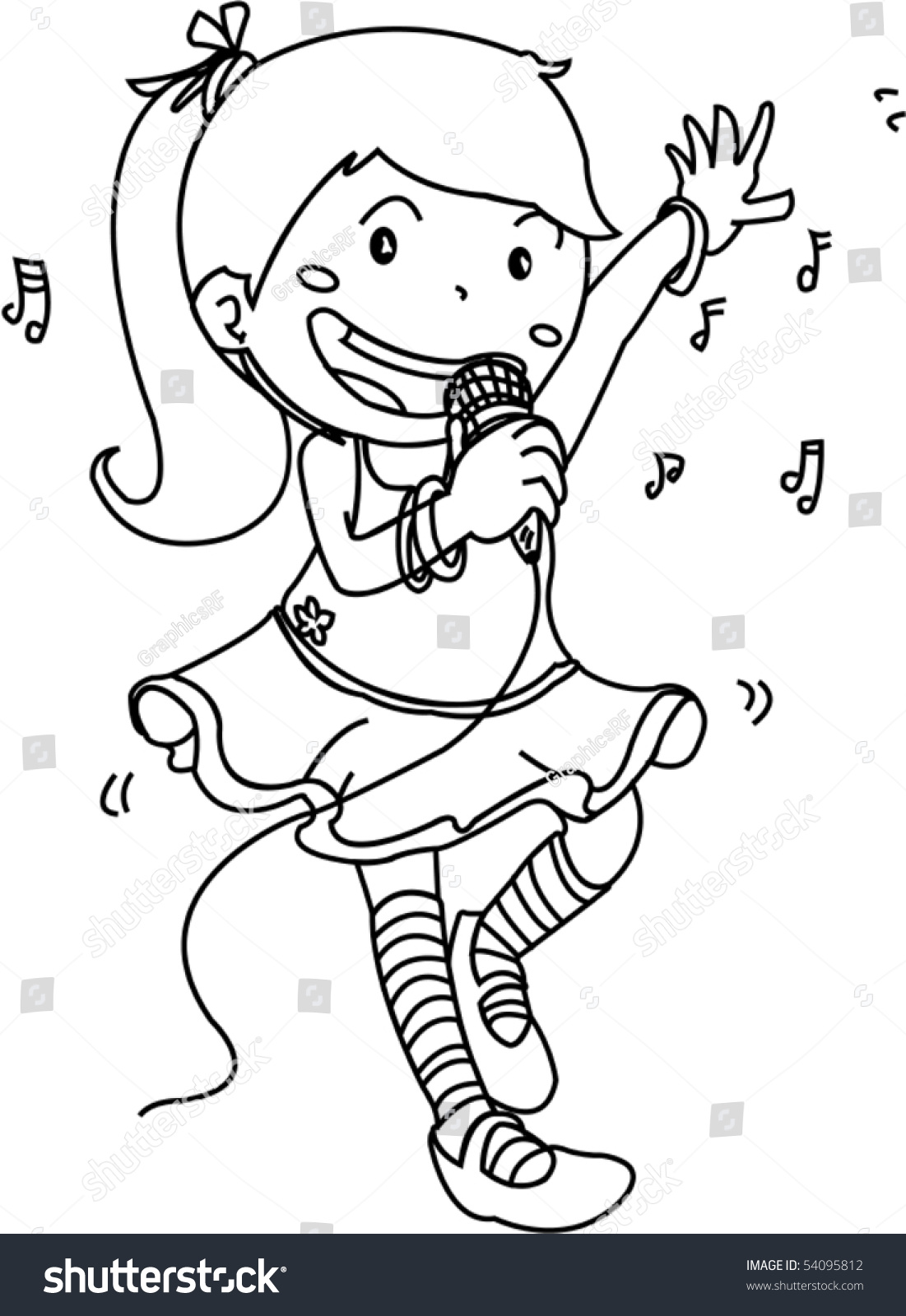 Sketch Singer Girl On White Background Stock Vector (royalty Free 