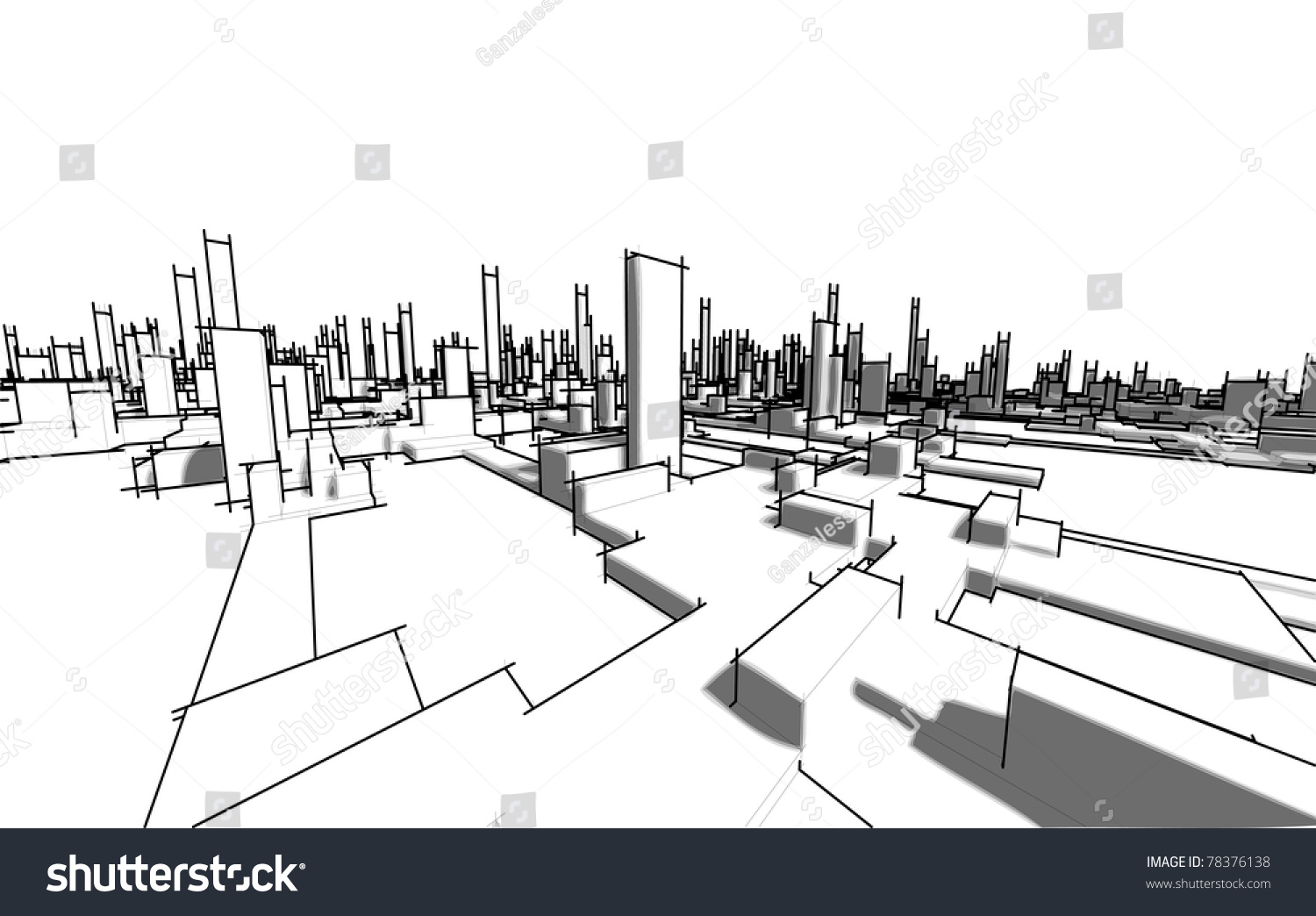 Sketch Abstract Architecture Stock Vector 78376138 - Shutterstock