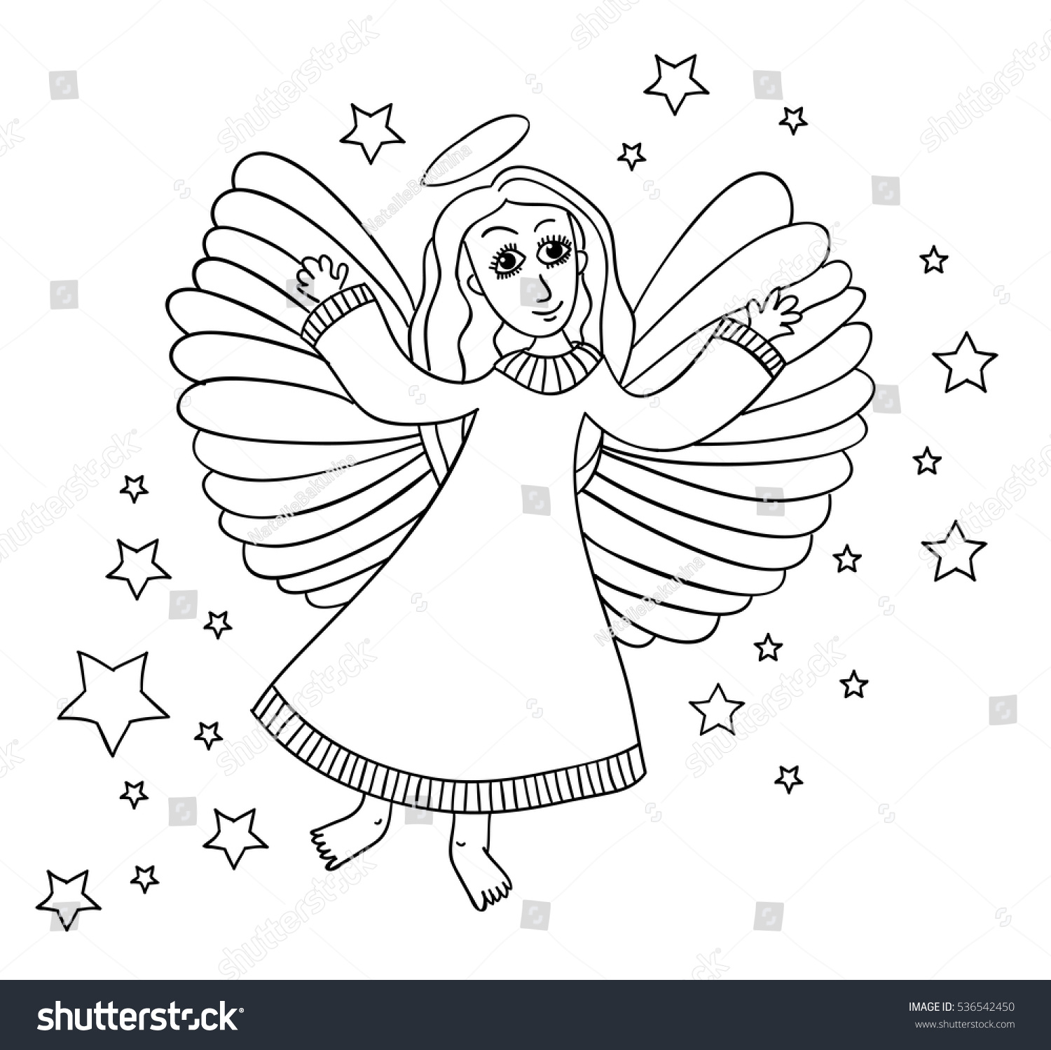 Sketch Angel Stars Page Coloring Book Stock Vector (Royalty Free) 536542450