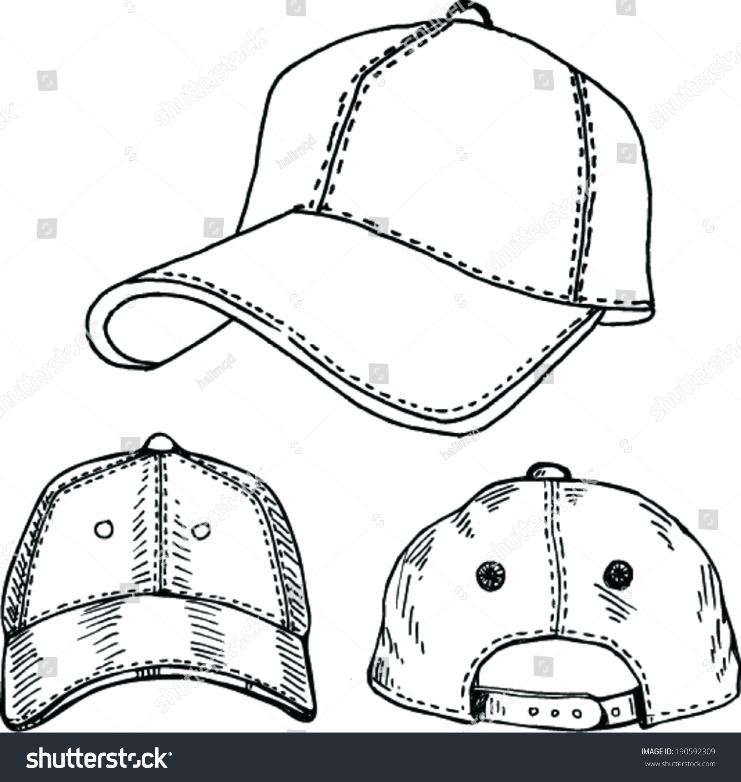 Sketch Baseball Cap Vector Illustration Stock Vector (Royalty Free ...