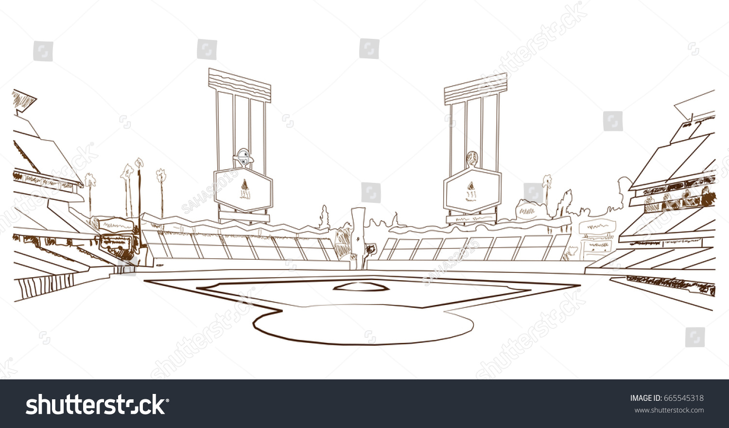 Sketch Baseball Stadium Vector Stock Vector (Royalty Free) 665545318