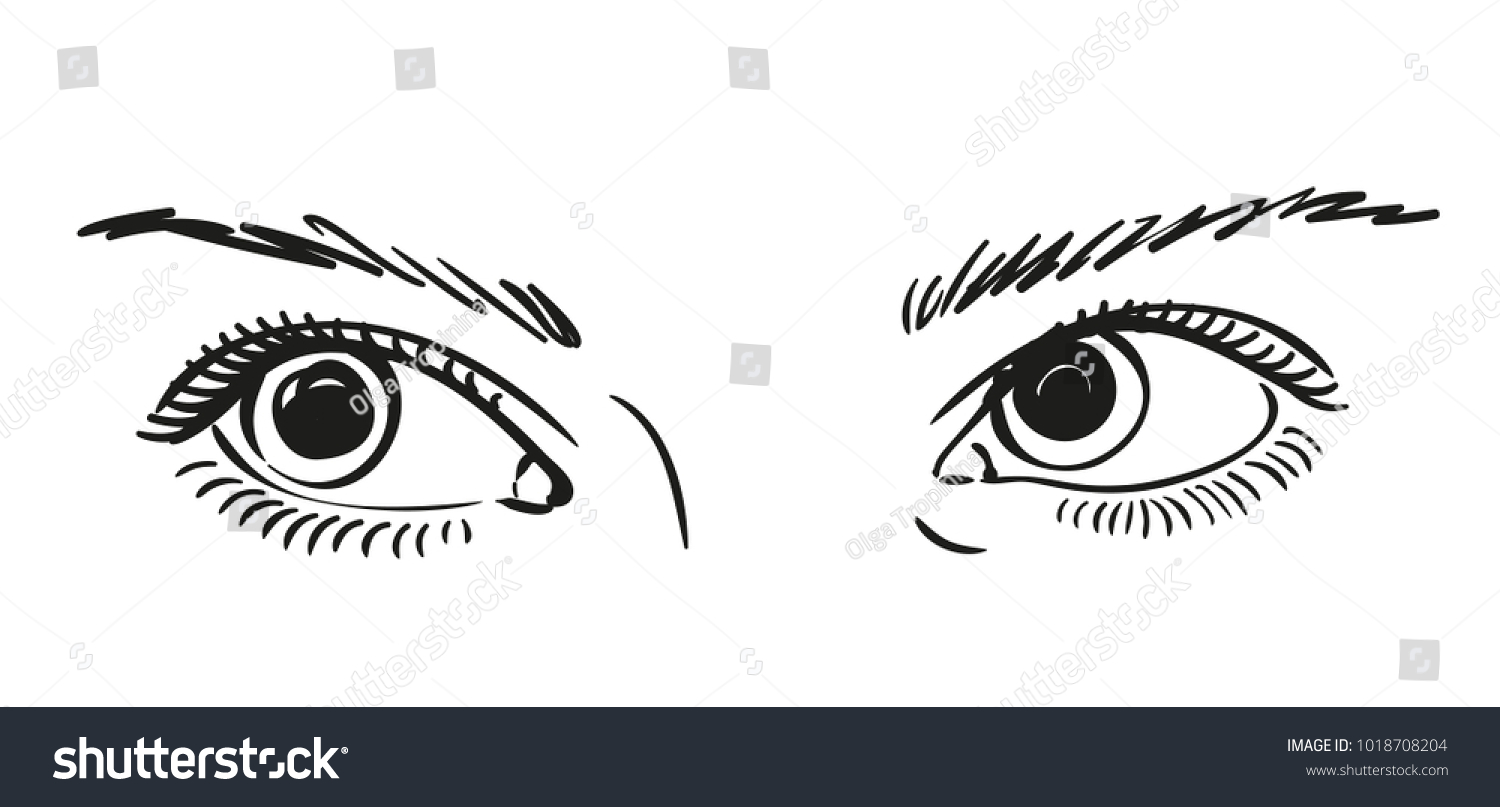 Sketch Beautiful Eyes Looking Right Vector Stock Vector Royalty Free 1018708204