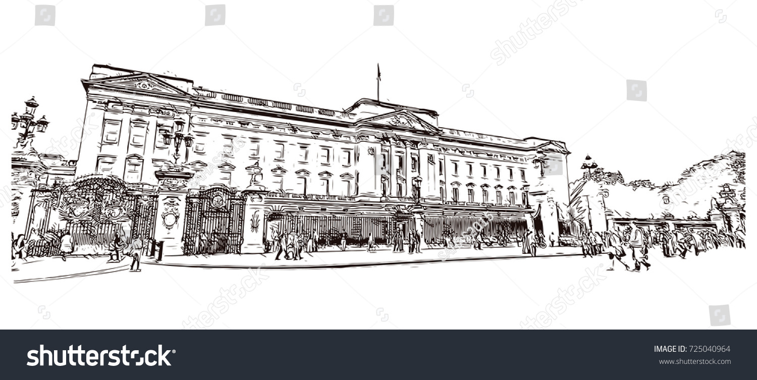 SVG of Sketch of Buckingham Palace London UK ( United kingdom, England ) in vector illustration svg