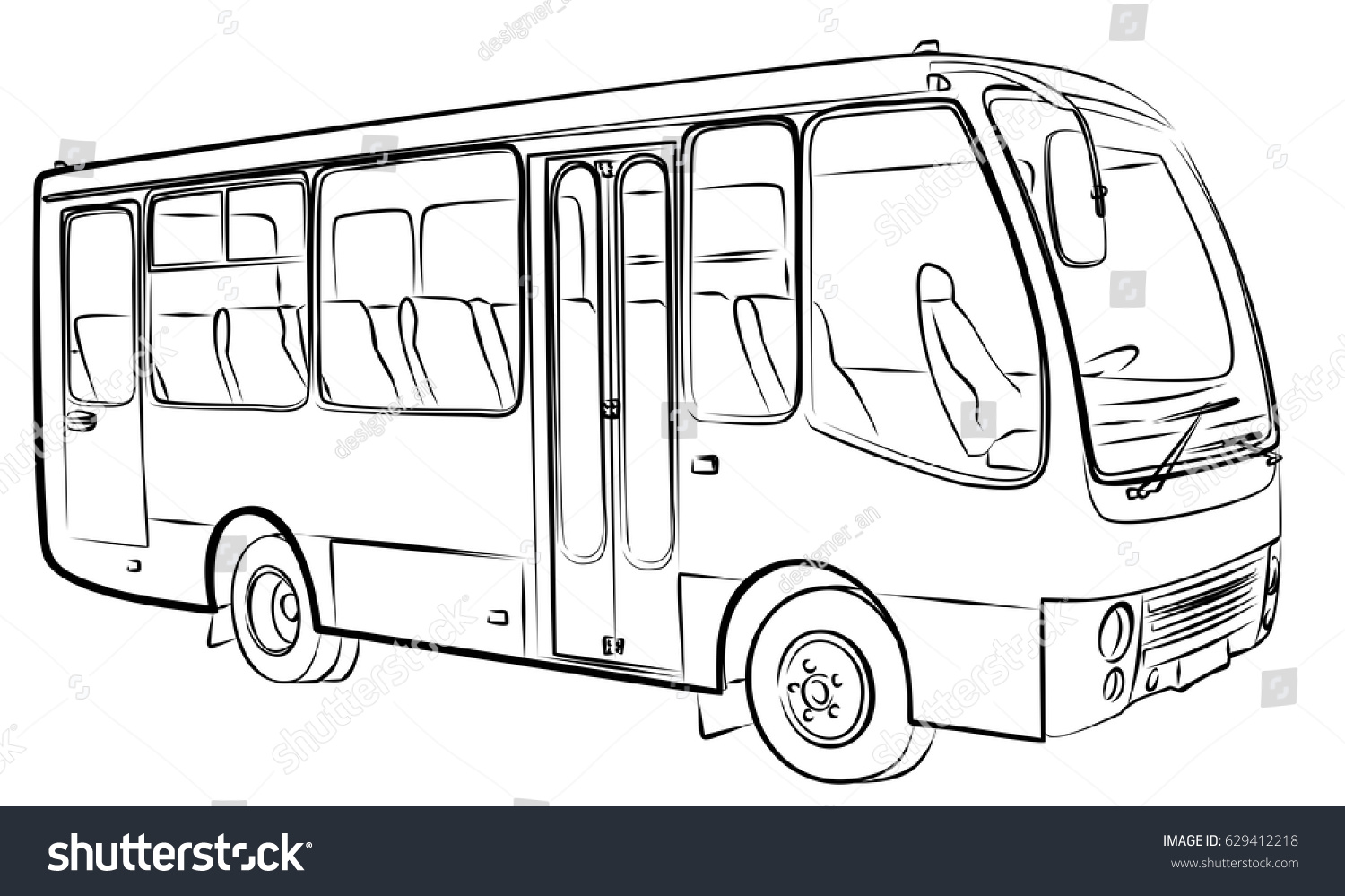 Sketch Bus Stock Vector (Royalty Free) 629412218