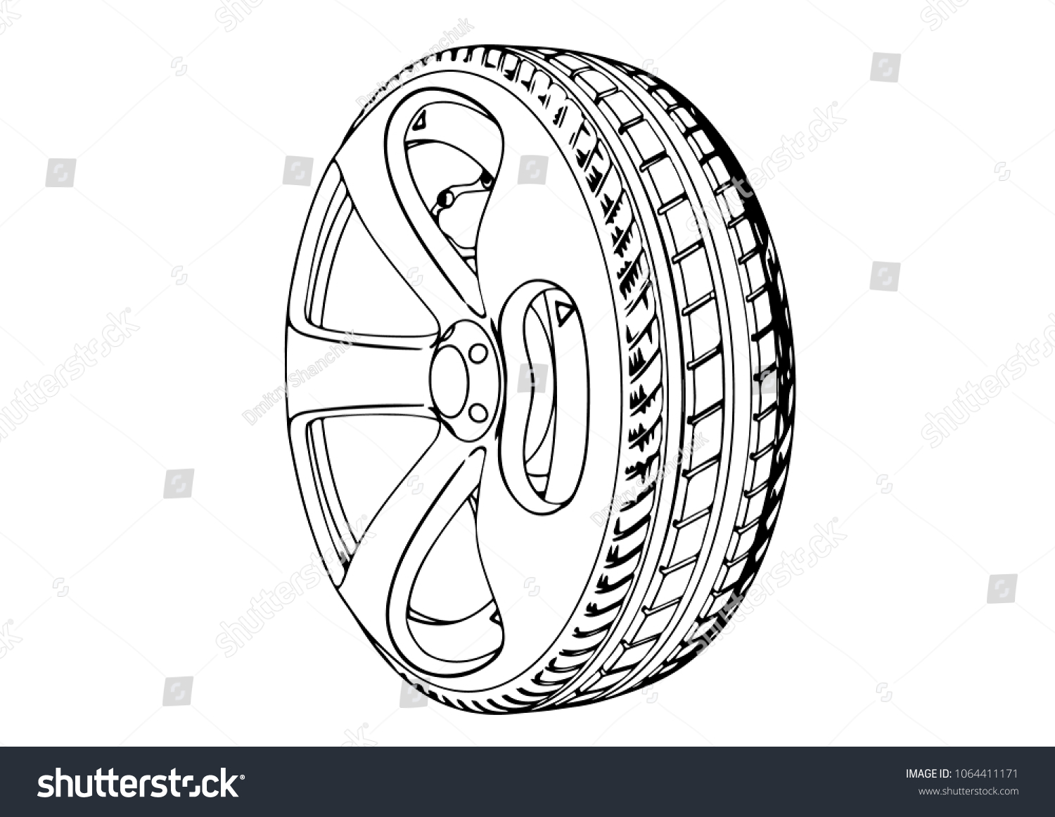 Sketch Car Wheels Vector Stock Vector (Royalty Free) 1064411171 ...