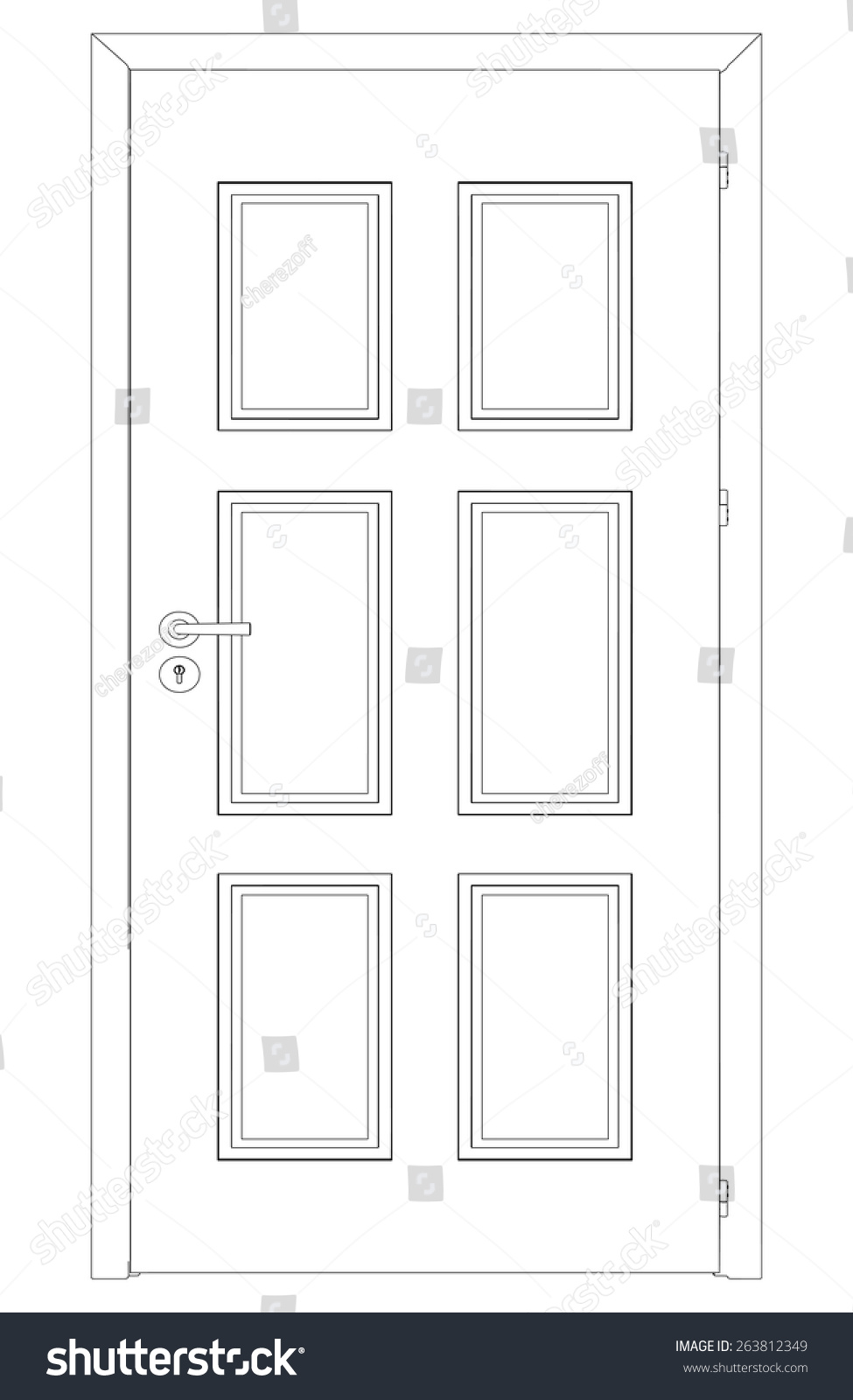 Sketch Closed Wireframe Door Vector Illustration Stock Vector (Royalty ...