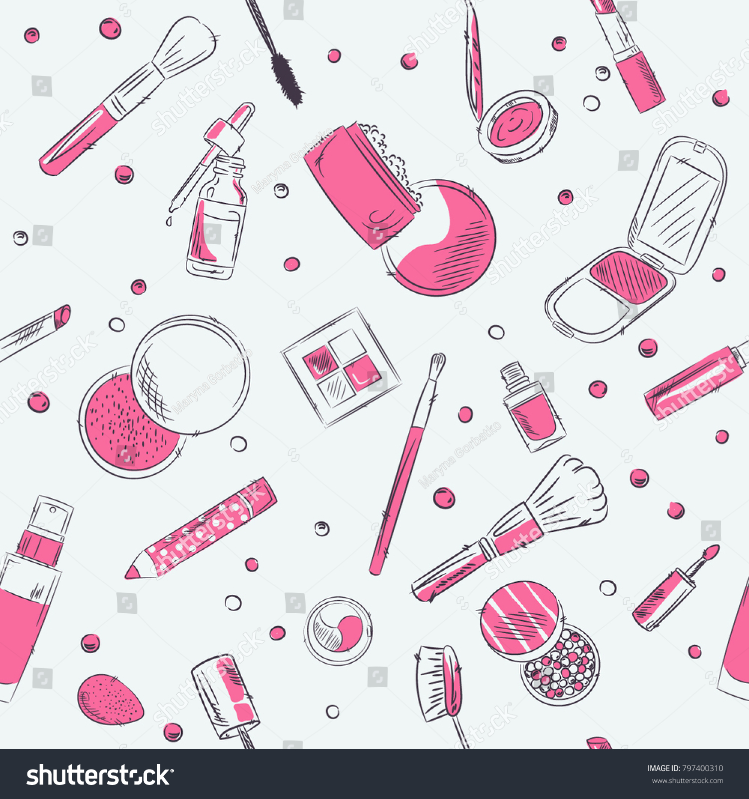 Sketch Cosmetics Products Fashion Makeup Banner Stock Vector (Royalty ...