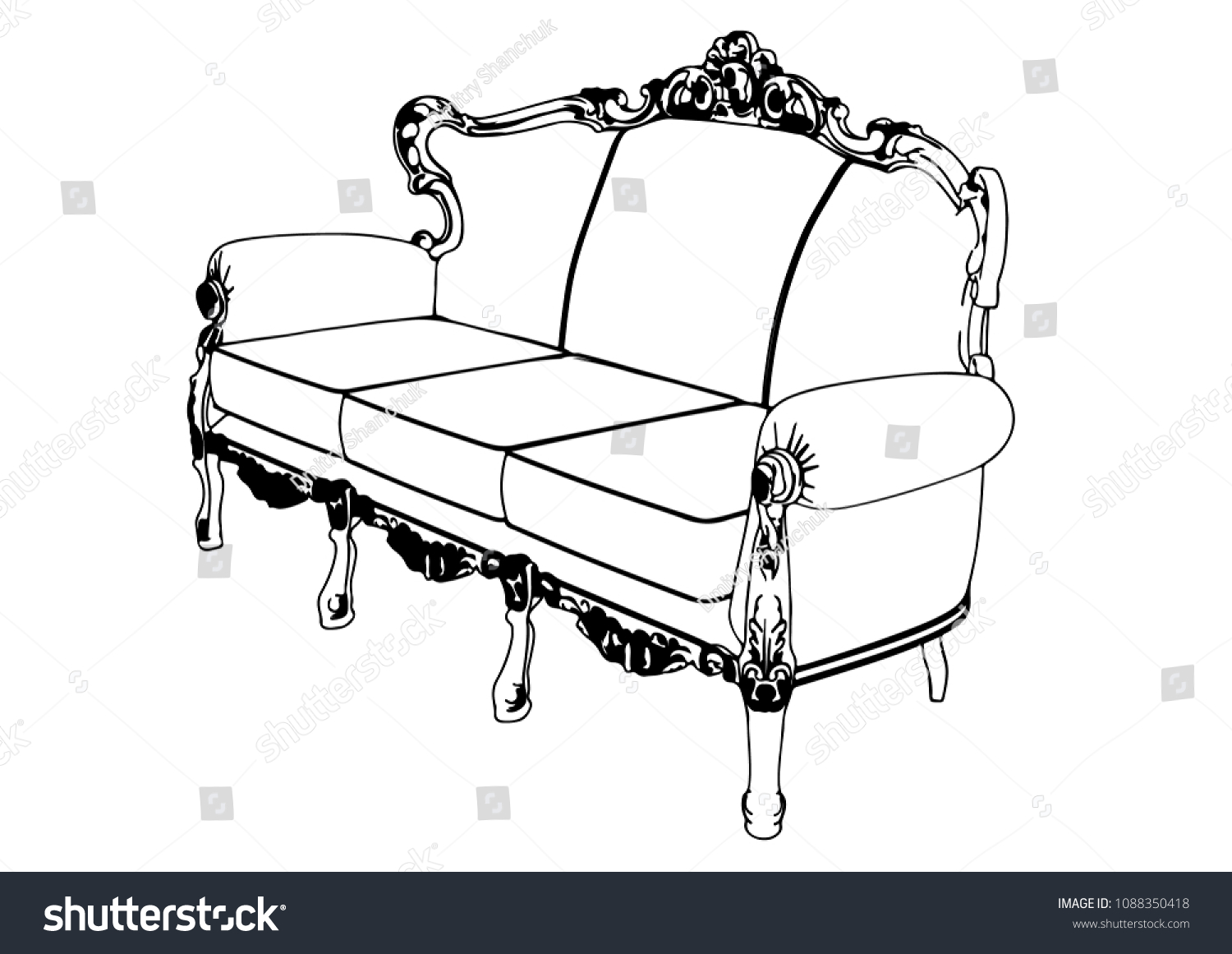 Sketch Couch Vector Stock Vector (Royalty Free) 1088350418 | Shutterstock