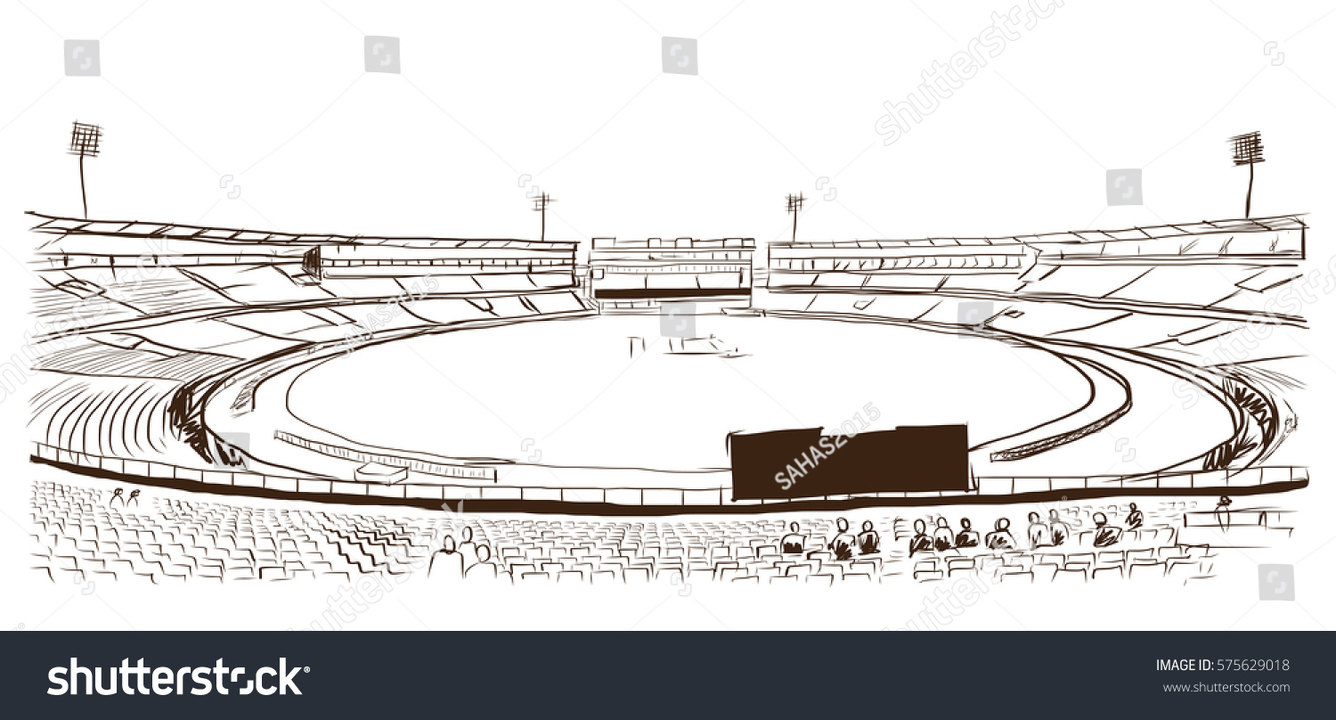 Sketch Cricket Stadium Vector Stock Vector (Royalty Free) 575629018