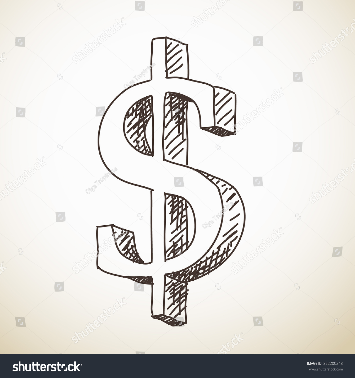 Sketch 3d Dollar Sign Hand Drawn Stock Vector (Royalty Free) 322200248