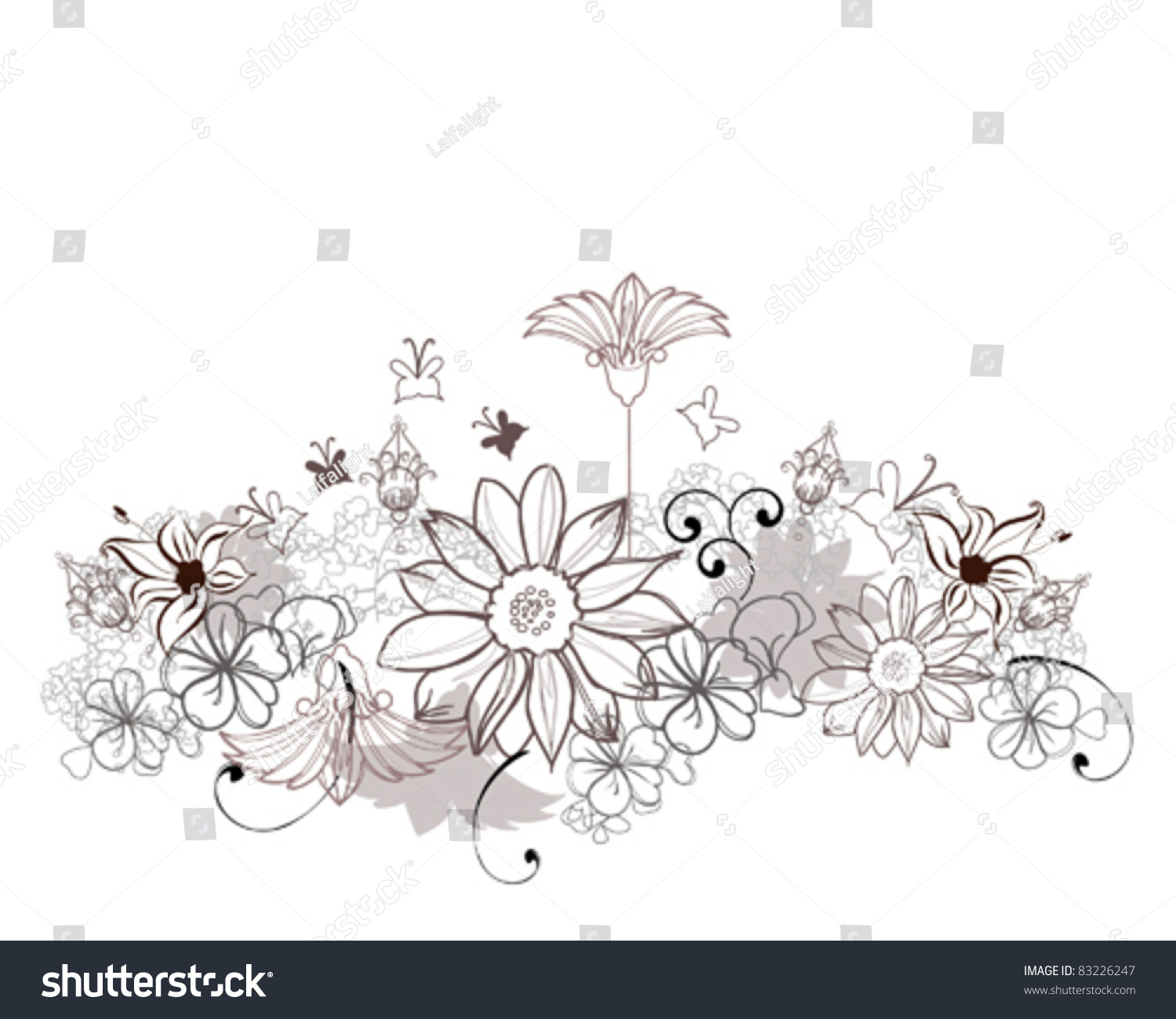 Sketch Floral Border: vector de stock (libre de regalías) 83226247