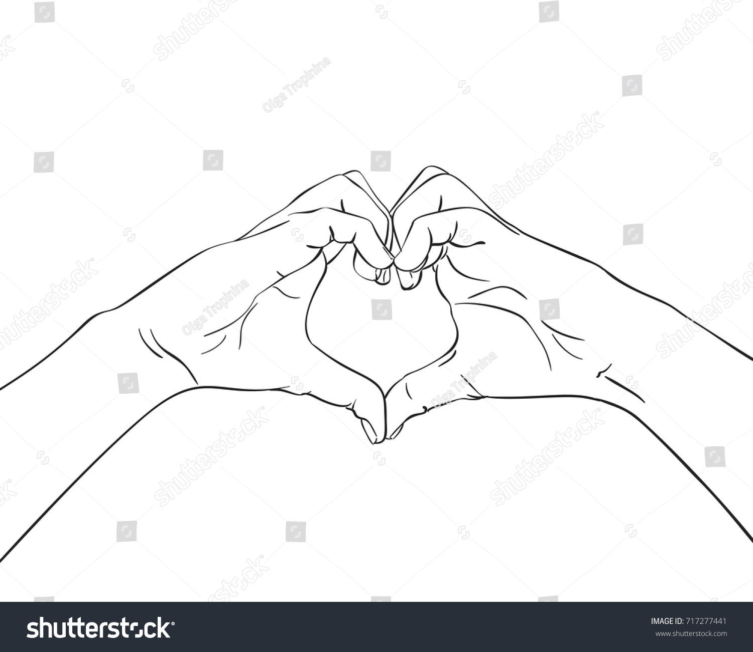 Sketch Hands Showing Heart Shape Gesture Stock Vector Royalty Free 717277441 Shutterstock