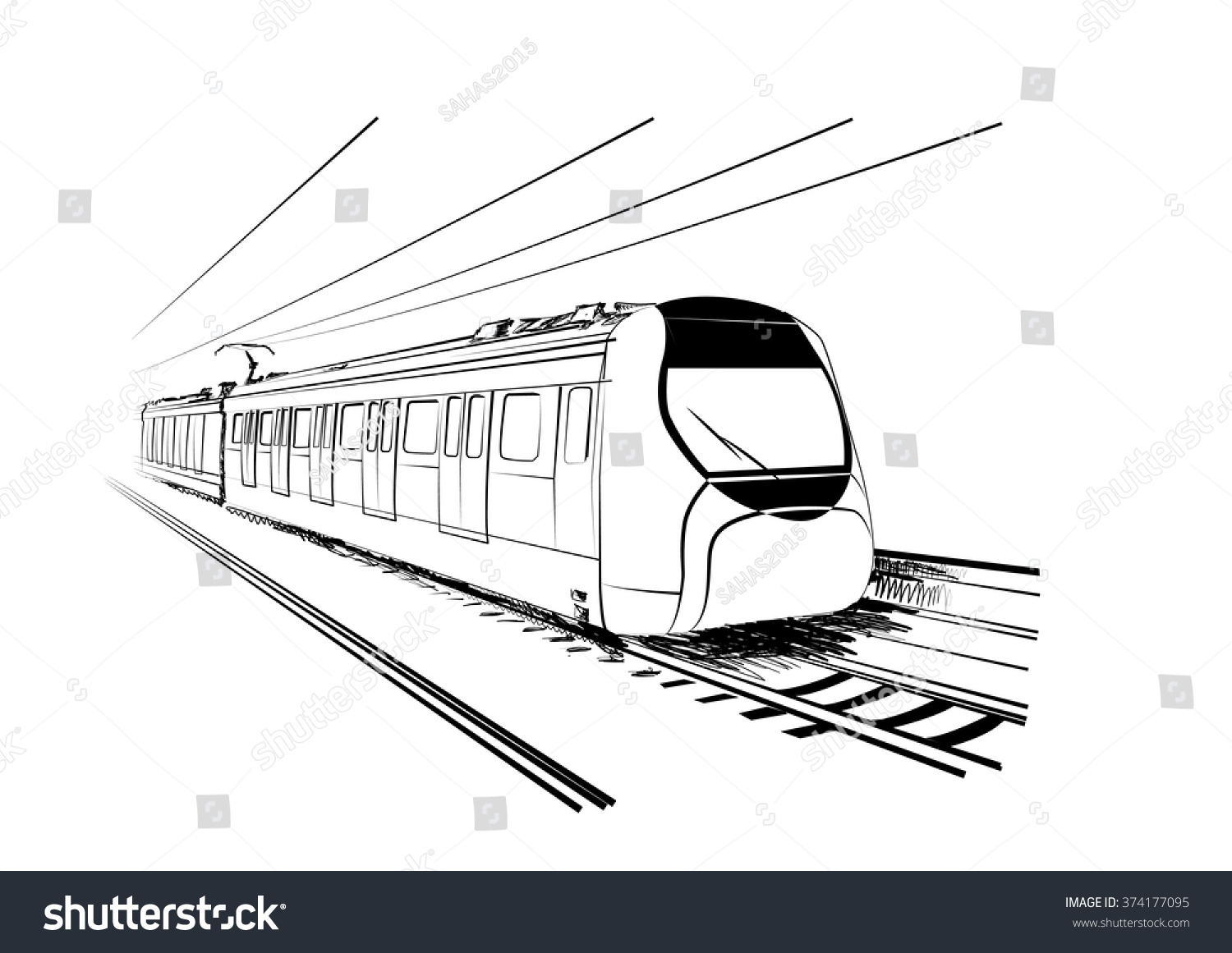 Download Sketch Hong Kong Train Stock Vector 374177095 - Shutterstock