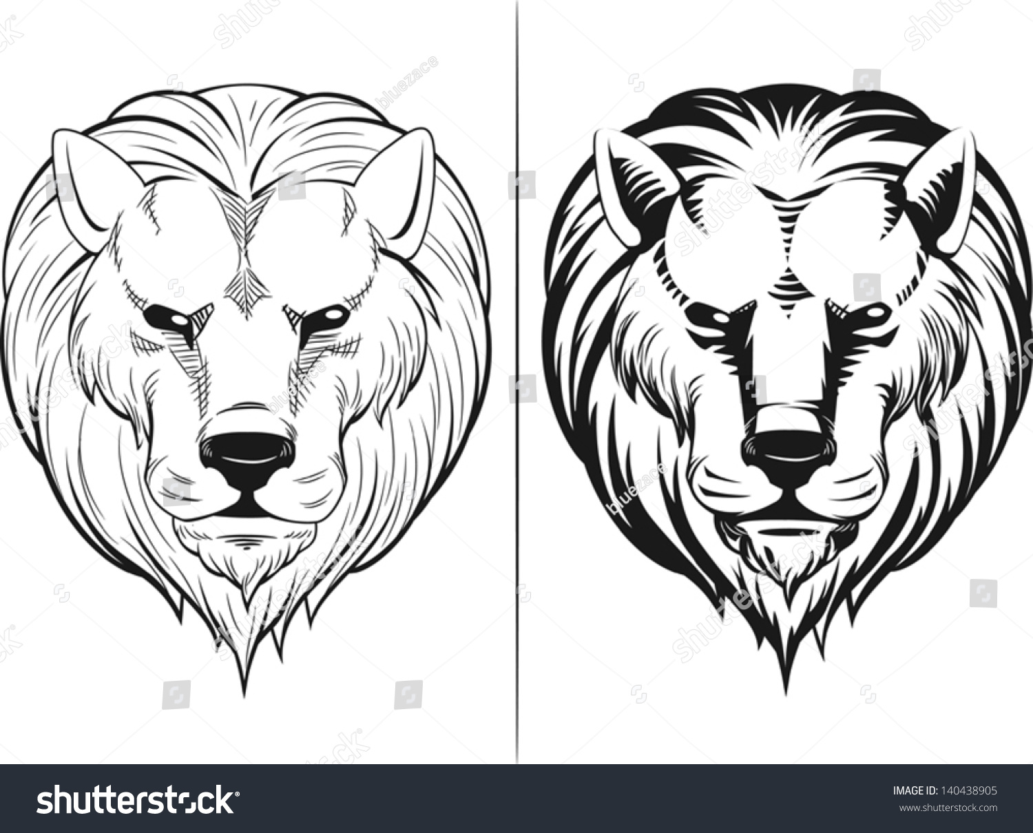 Sketch Of Lion Head Stock Vector Illustration 140438905 : Shutterstock