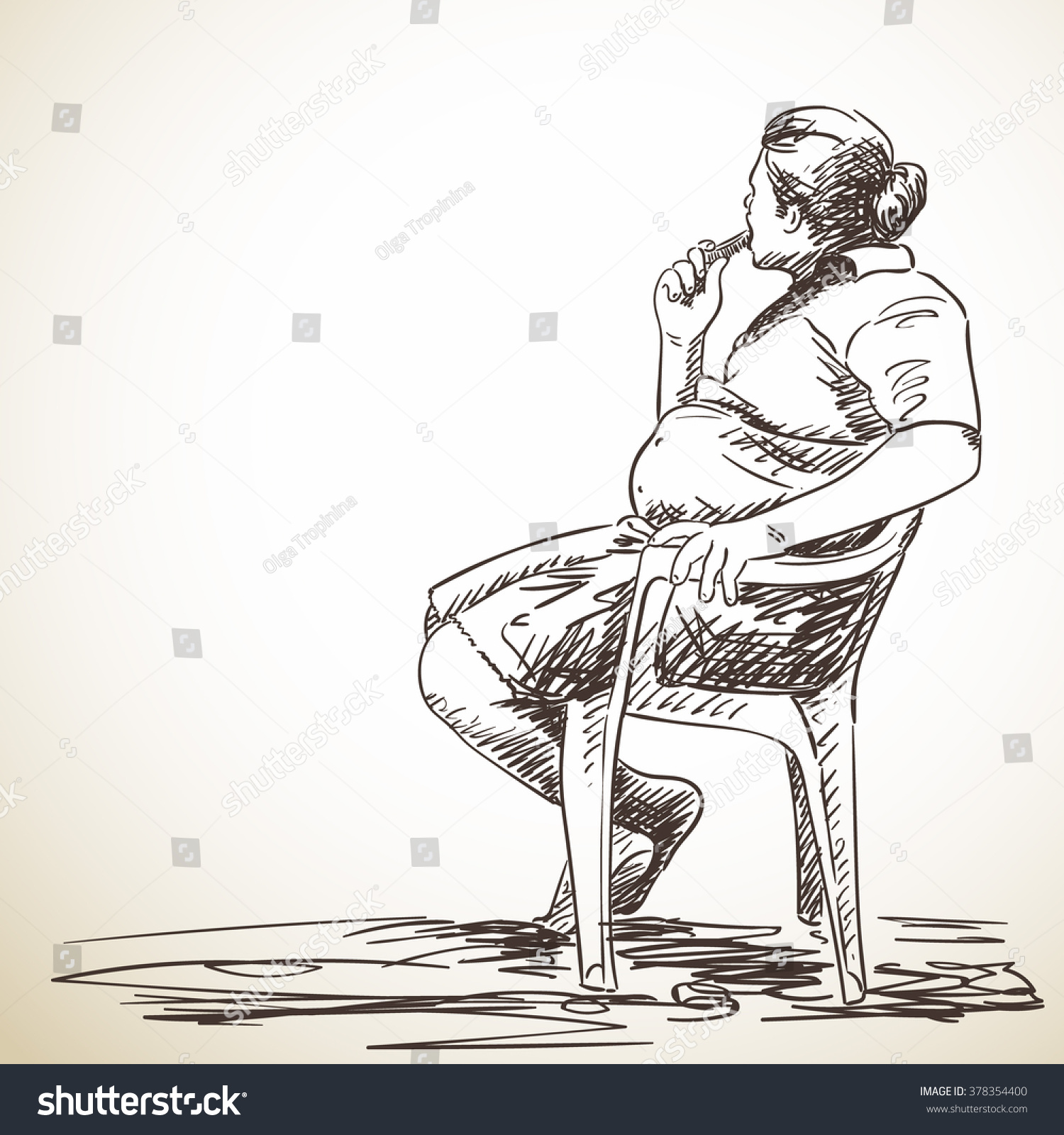 Sketch Man Sitting On Chair Hand Stock Vector 378354400 - Shutterstock