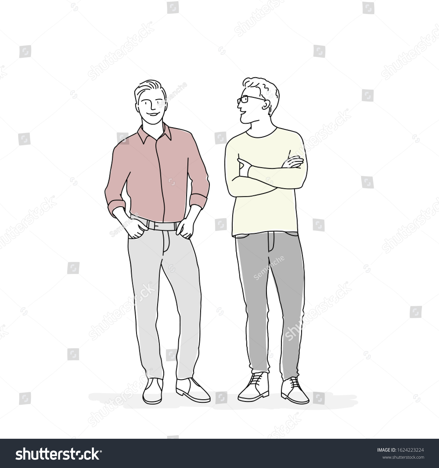 Sketch People Standing Next Each Other Stock Vector Royalty Free 1624223224 
